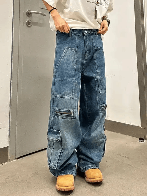 Streetwear Patchwork Wide Leg Jeans
