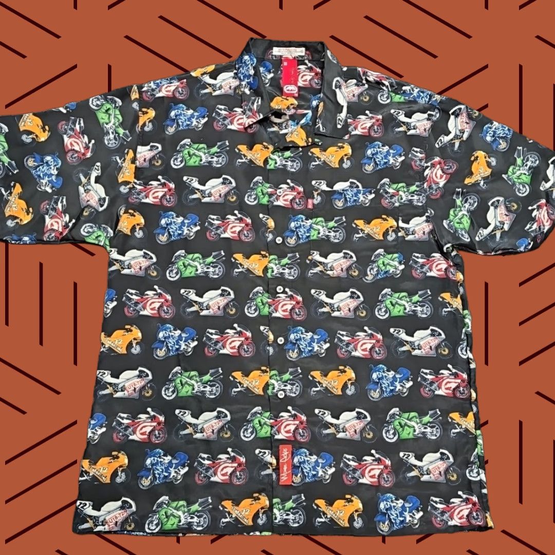 Ecko Unltd. VINTAGE Marc Ecko Racing Motorcycle All Over Print Button Shirt Men XL Black VTG Size US XL / EU 56 / 4 - 1 Thumbnail