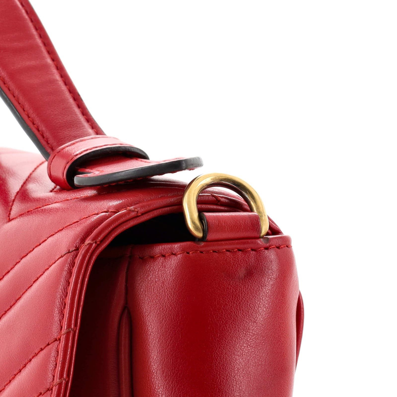 GG Marmont Top Handle Flap Bag Matelasse Leather Small