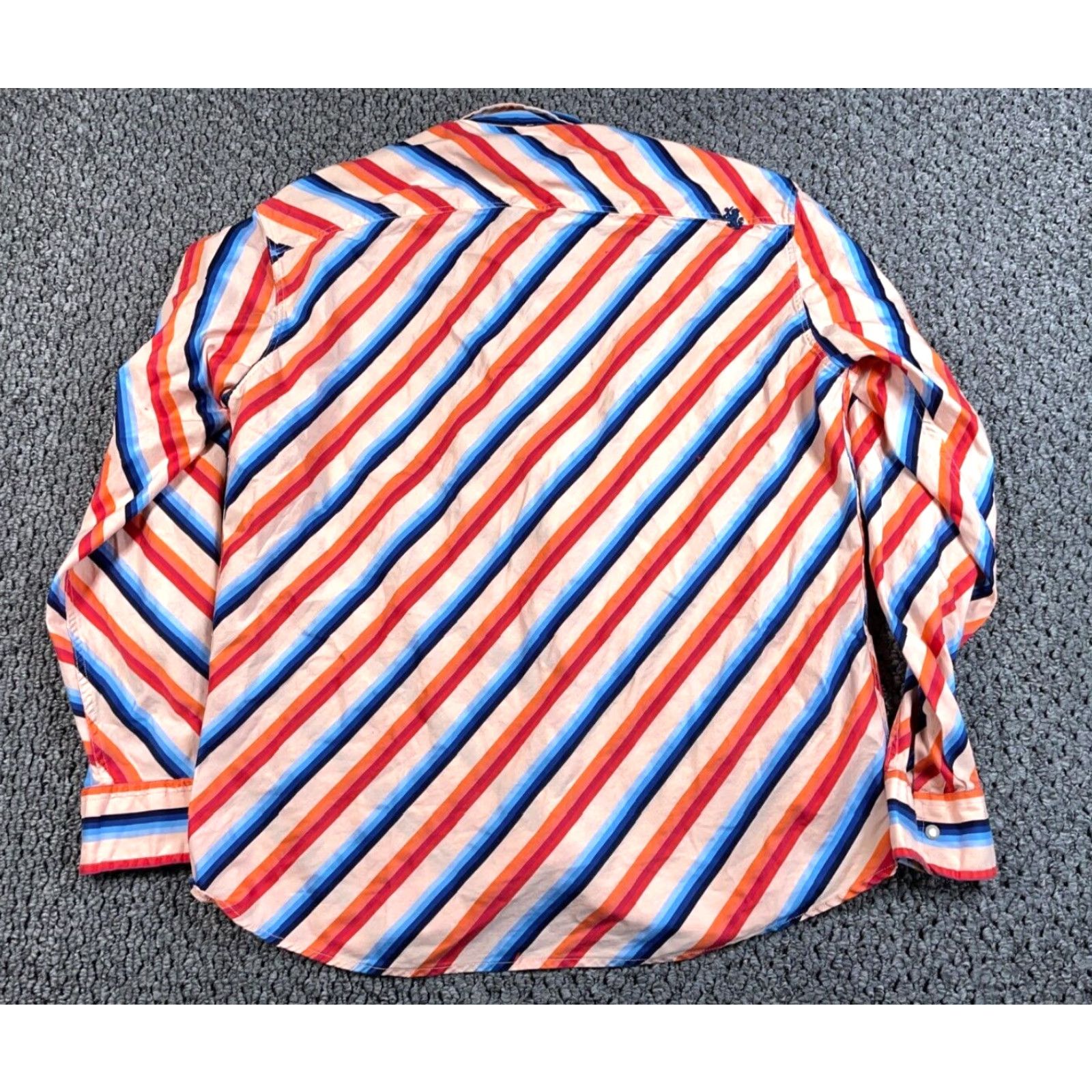 Tommy Hilfiger Tommy Hilfiger Shirt Adult XL Orange Blue Red Colorful Striped Western Pearl Snap Cowboy Cotton Mens Size US XL / EU 56 / 4 - 2 Thumbnail