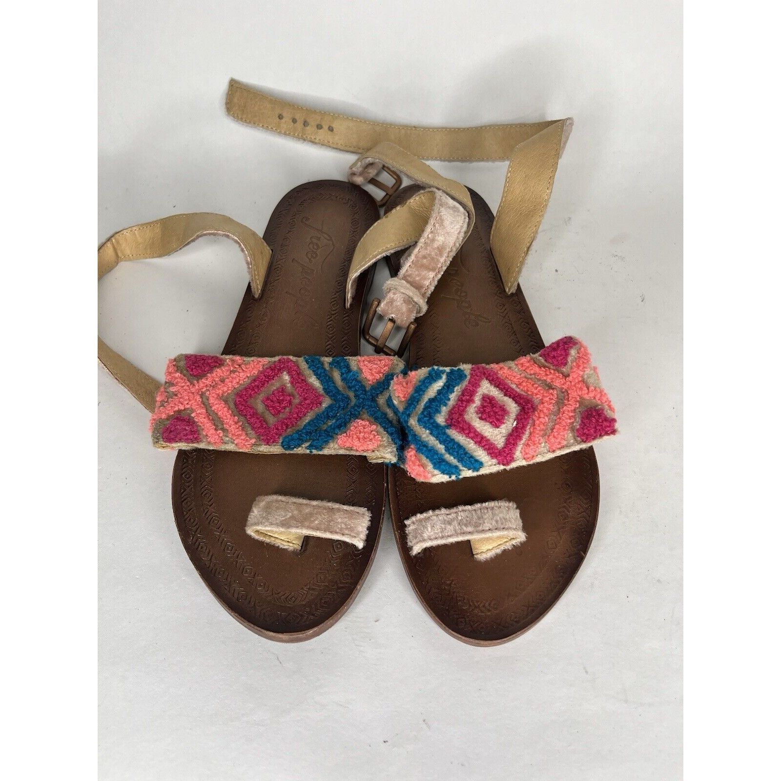 Free People Free People Pink Fabric Leather Aztec Pattern Toe Strap Sand Size US 8 / IT 38 - 12 Thumbnail