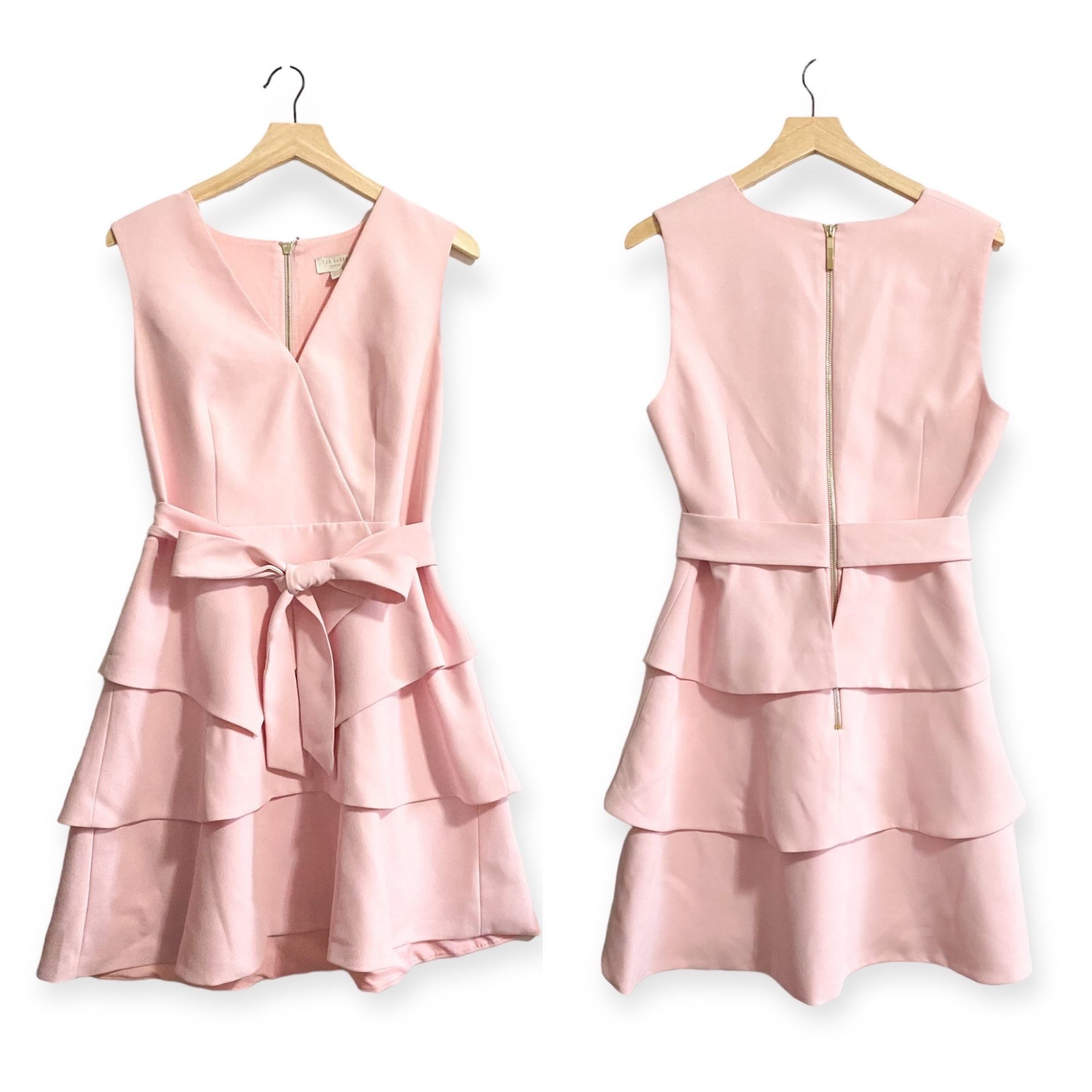 Ted Baker Ted Baker Reinah Sleeveless Tiered Pink Mini Dress Size 4(L) Size L / US 10 / IT 46 - 1 Thumbnail