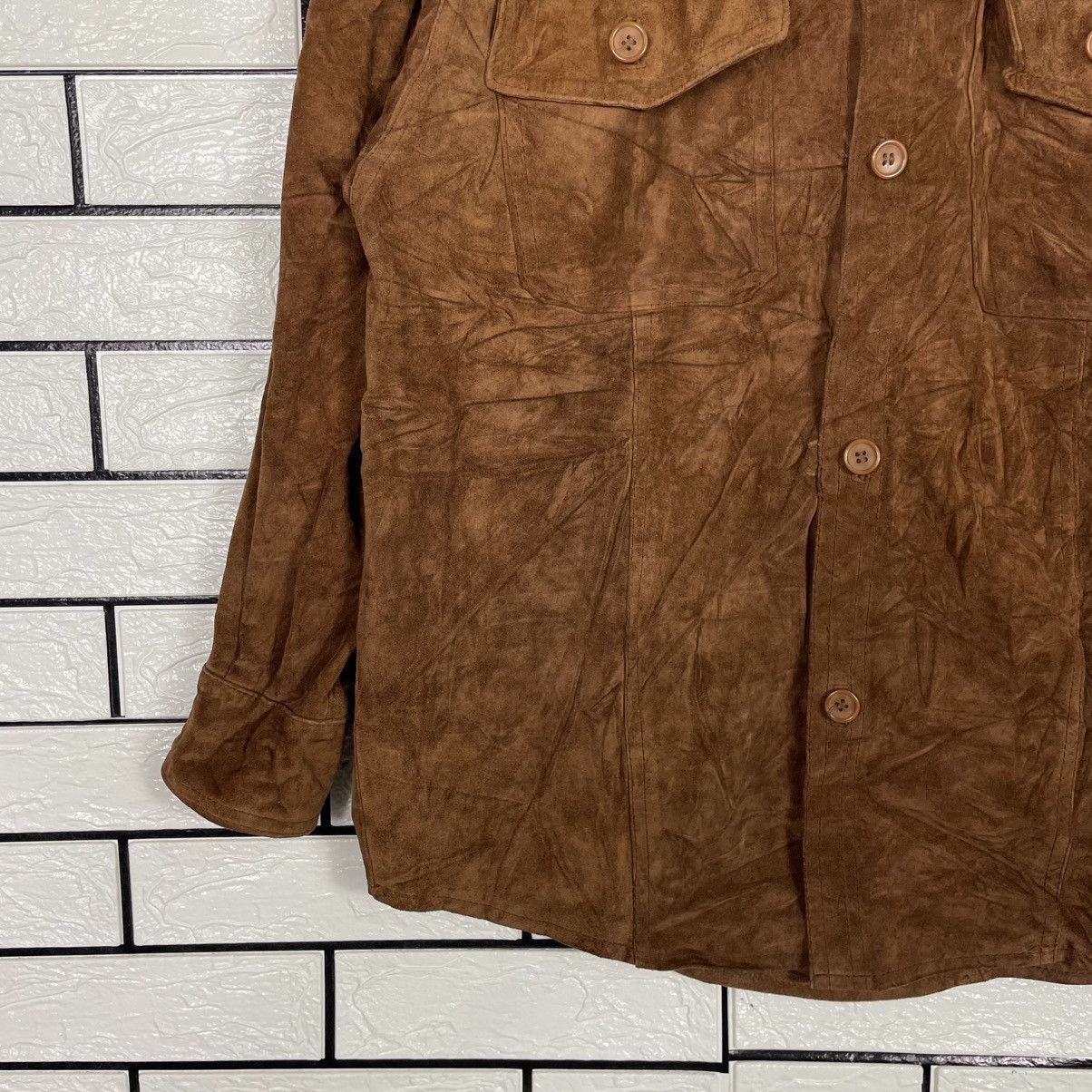 Vera Pelle Vtg 80s Italian Made Vera Pelle Suede Leather Jacket Size US L / EU 52-54 / 3 - 3 Thumbnail