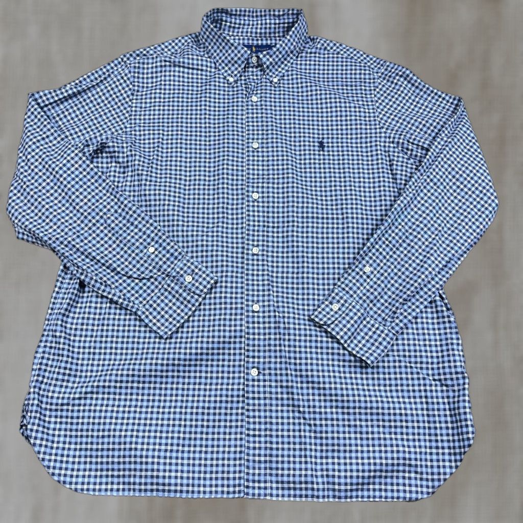 Ralph Lauren Ralph Lauren Shirt Men XXL 2XL Blue Plaid Button-Up Classic Fit Cotton Dress Size 48R - 1 Thumbnail