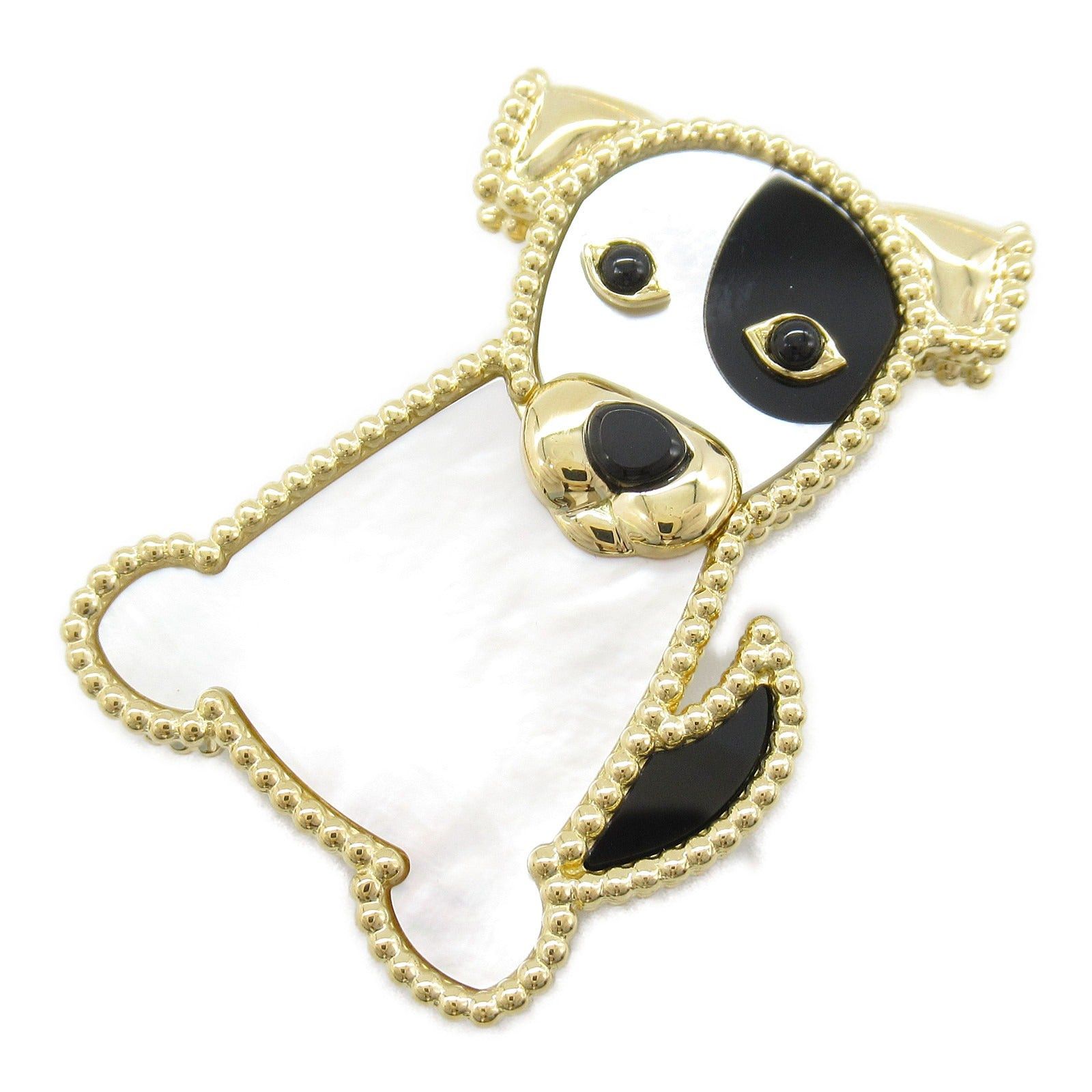 Van Cleef & Arpels Van Cleef Arpels Lucky Animals Dog Brooch K18 (Yellow Gold) Mother Of Pearl/Onyx Black White Size ONE SIZE - 1 Thumbnail