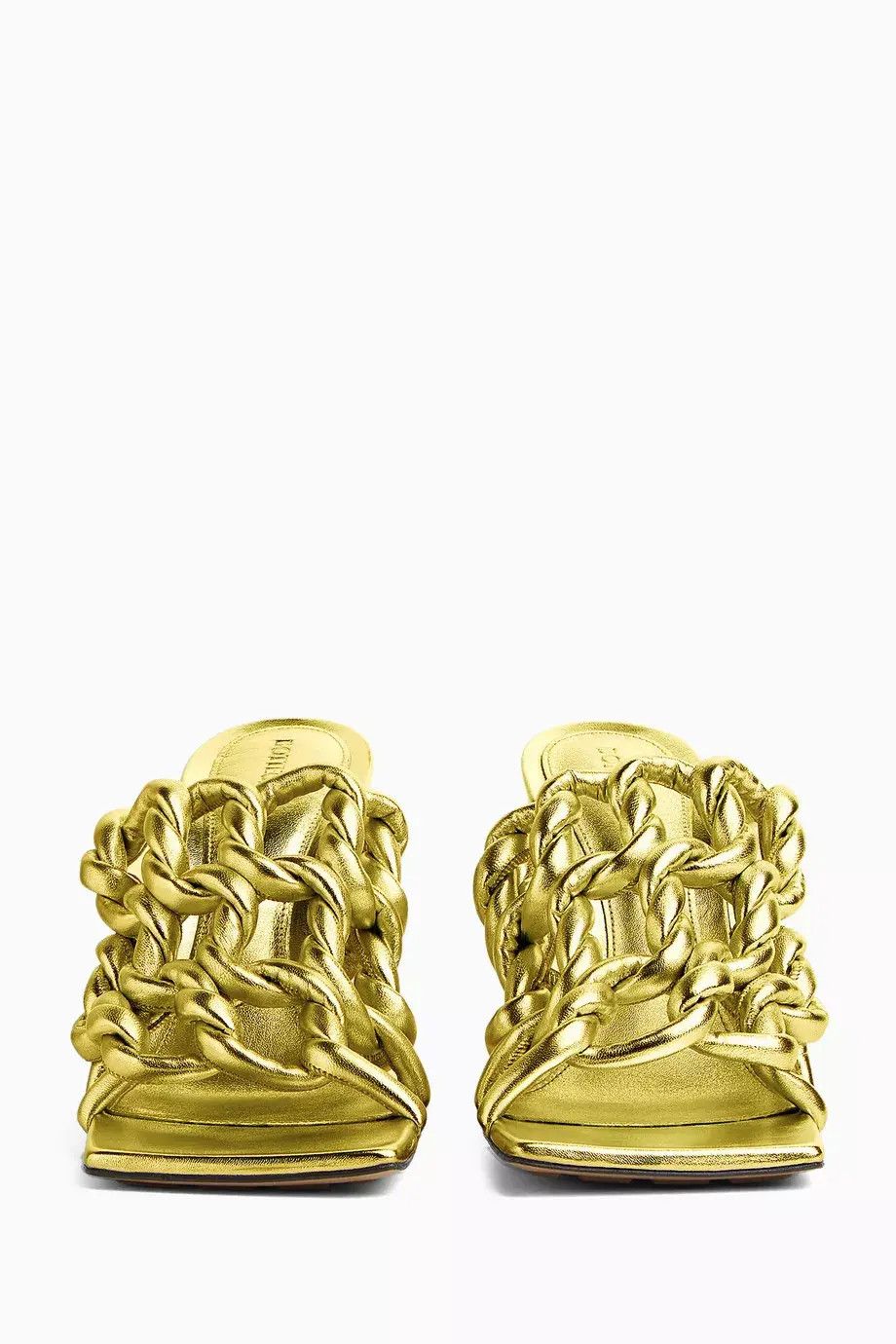 Bottega Veneta o1n1vont1224 Stretch Twist Sandal Mules in Gold Size US 4 / IT 34 - 3 Thumbnail