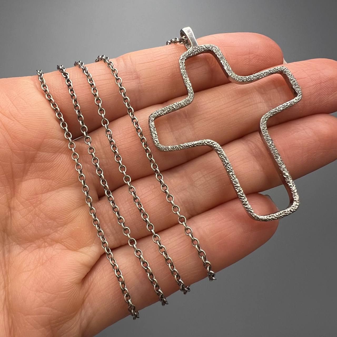 Vintage Silver 875 Chain Necklace & Pendant Silver Cross