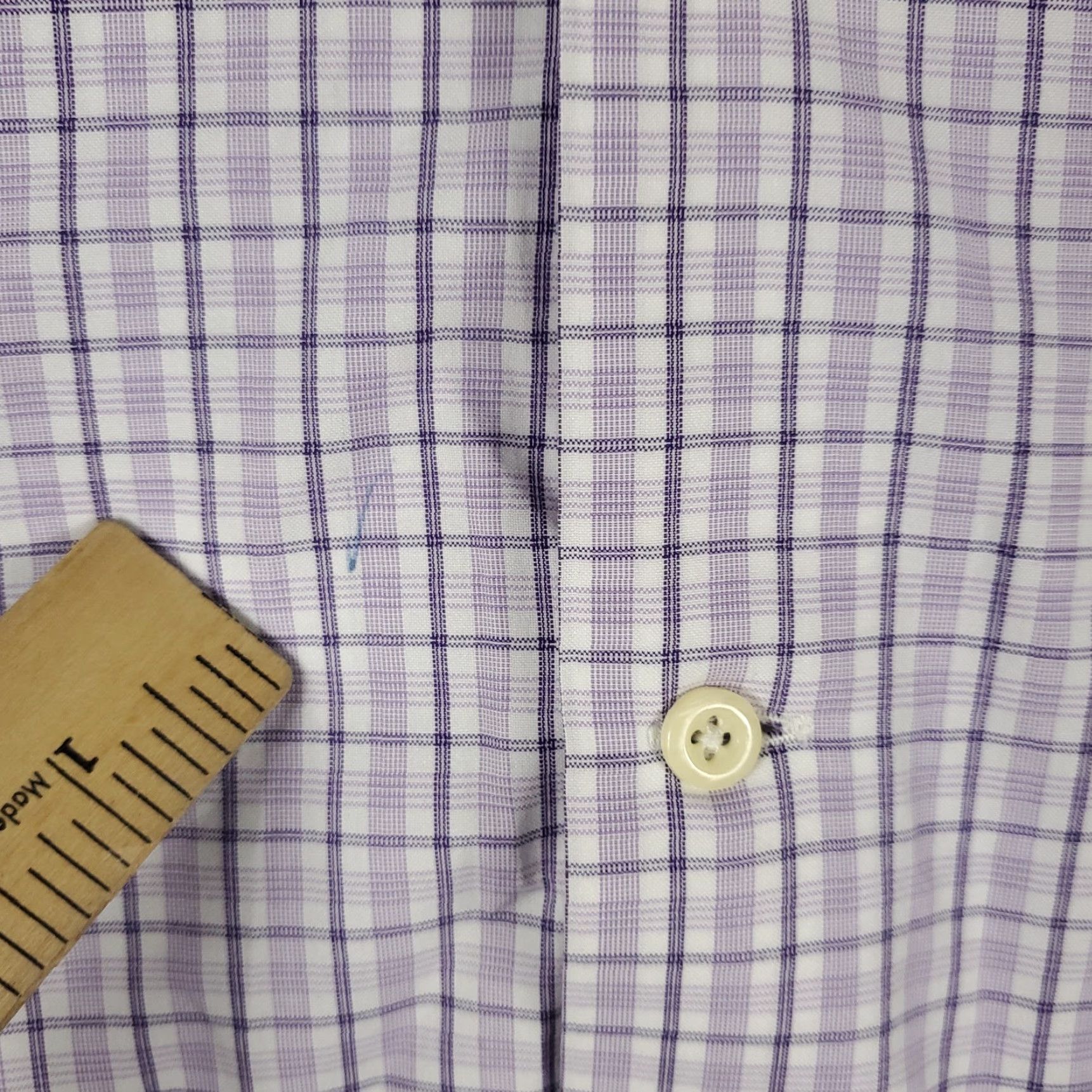 David Donahue David Donahue Shirt Mens 16.5 Purple Plaid Dress Button Up Long Sleeve Shirt Size 46R - 4 Thumbnail