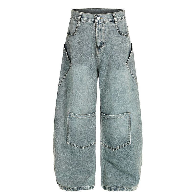 Vintage American retro washed straight curved work jeans for men Size US 32 / EU 48 - 1 Thumbnail