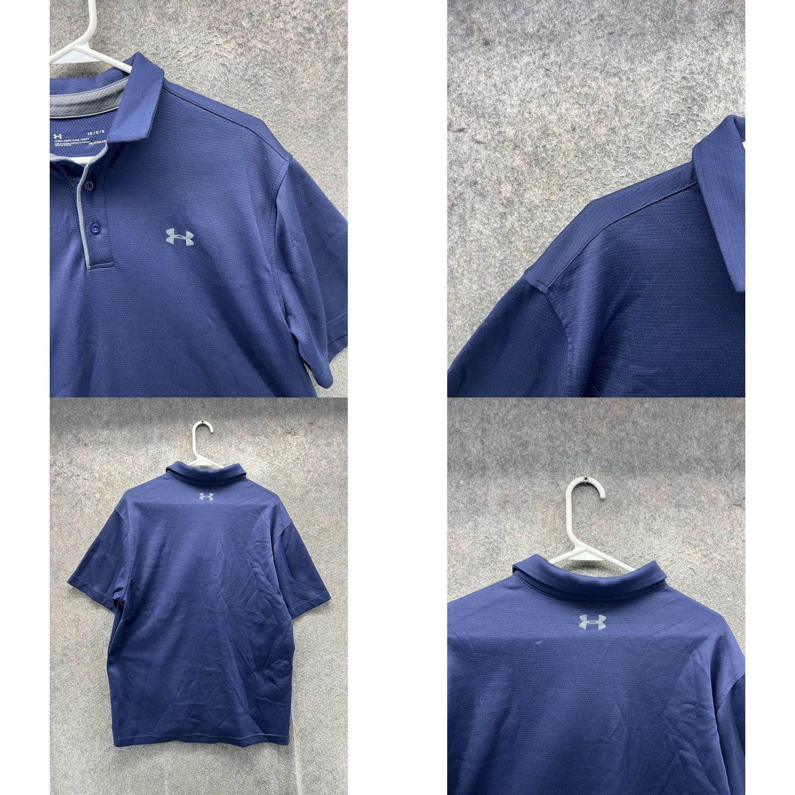 Under Armour Under Armour HeatGear Polo Shirt Mens Large Blue Solid Golf Performance Stretch Shirt Size US L / EU 52-54 / 3 - 8 Thumbnail