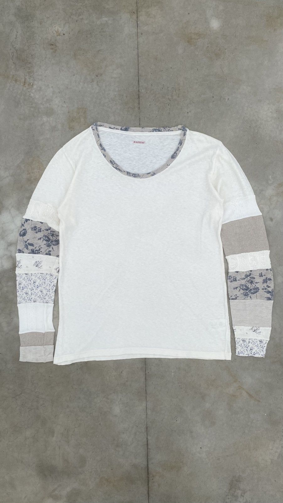 Kapital KAPITAL Asymmetrical Patchwork Long Sleeve T-Shirt Ivory 1 Size US S / EU 44-46 / 1 - 1 Thumbnail