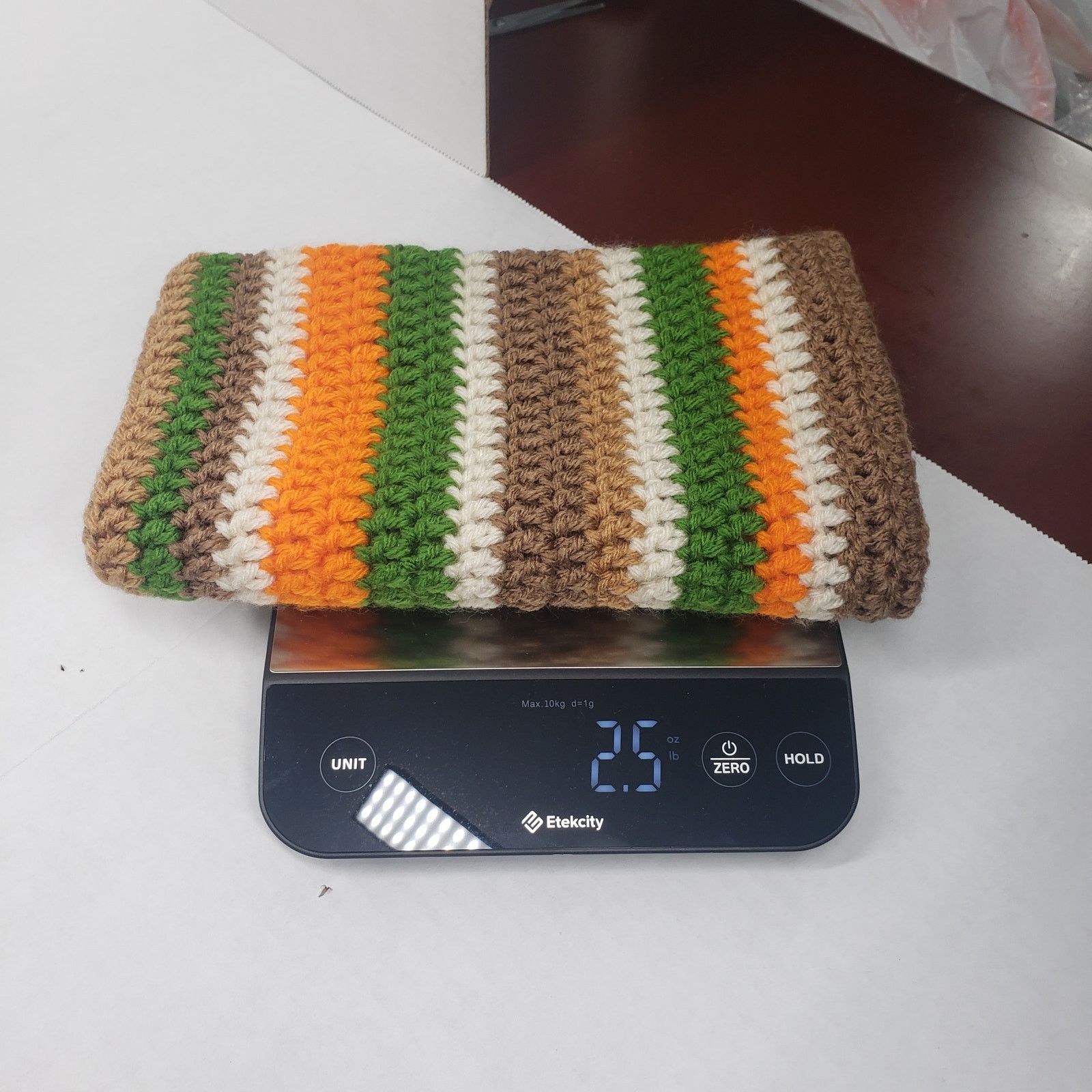 Handmade Cat Ear Beanie Crochet Hat Brown Green Stripe Handmade Knit Size ONE SIZE - 11 Thumbnail