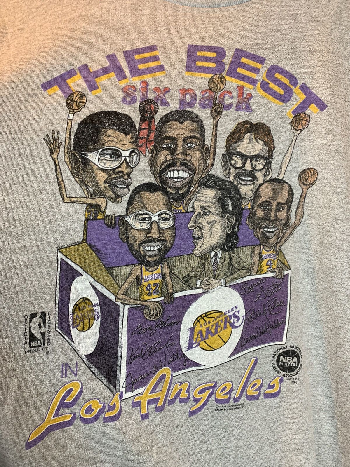 NBA × Vintage RARE Vintage 80s LA Lakers Best Six Pack Single Stitch Shirt Size US L / EU 52-54 / 3 - 2 Thumbnail