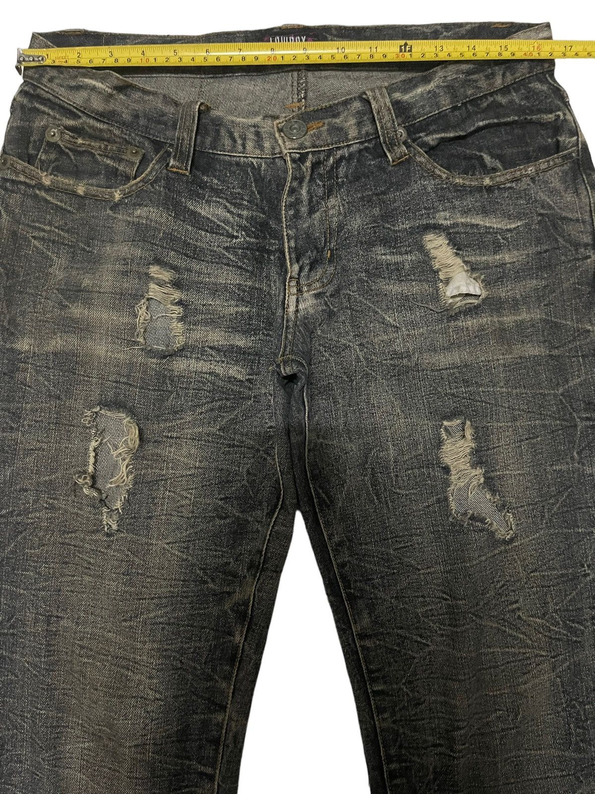 Japanese Brand Vintage Japan LowBox Distressed Style Flare Jeans Size US 33 - 9 Thumbnail