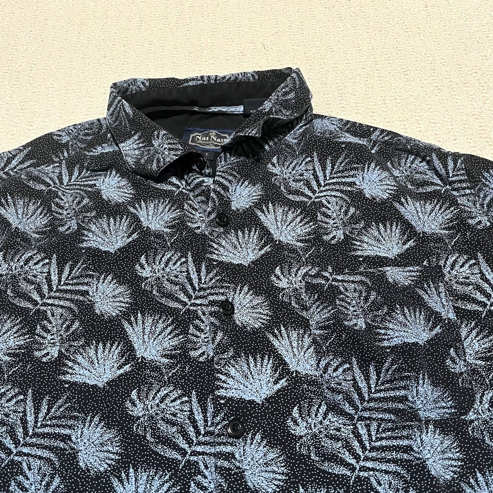 Nat Nast Nat Nast Shirt Hawaiian Silk Black Blue Button Up Camp Mens Large All Over Print Size US L / EU 52-54 / 3 - 6 Thumbnail