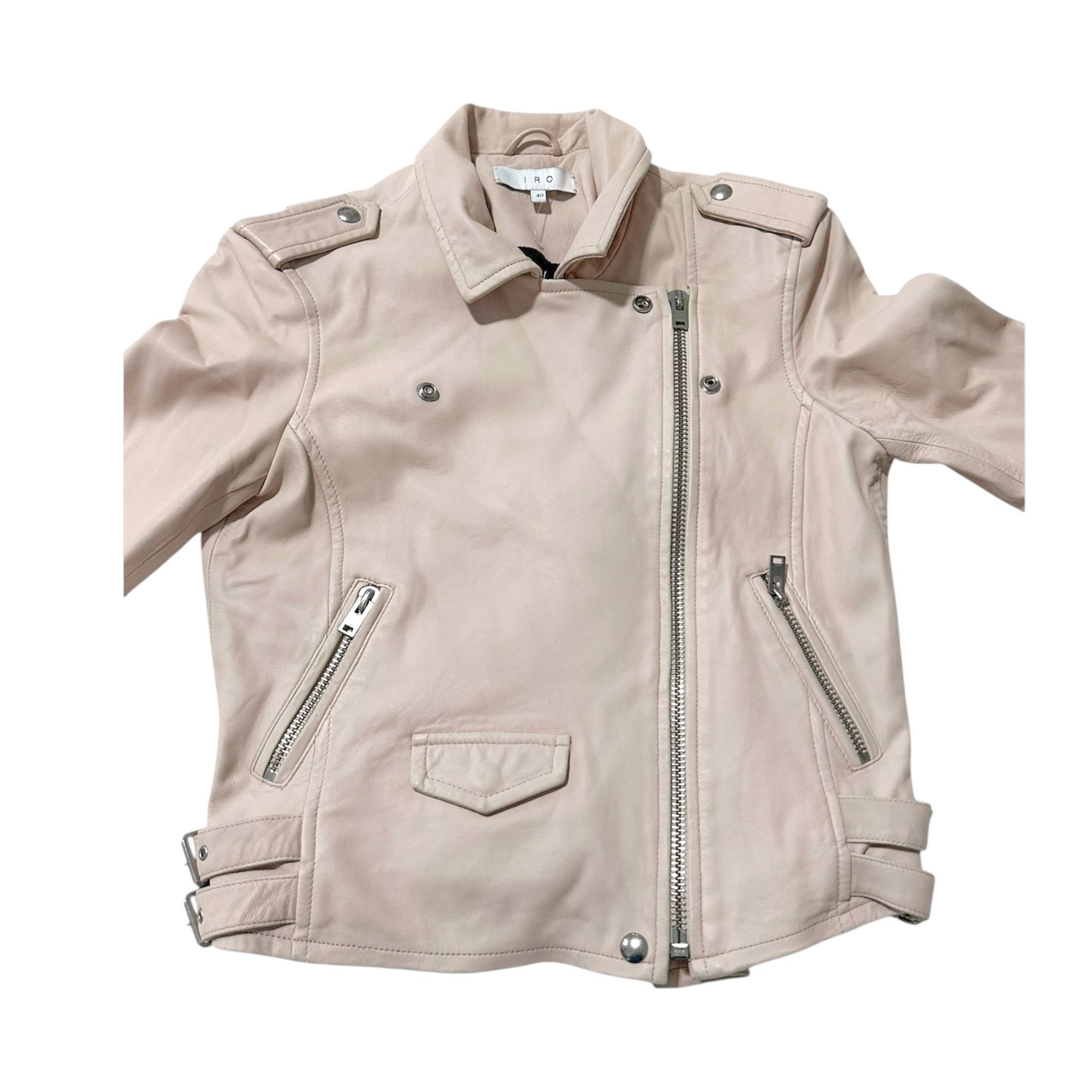 Iro IRO Ashville cropped washed-leather biker jacket, Nude Size M / US 6-8 / IT 42-44 - 7 Thumbnail