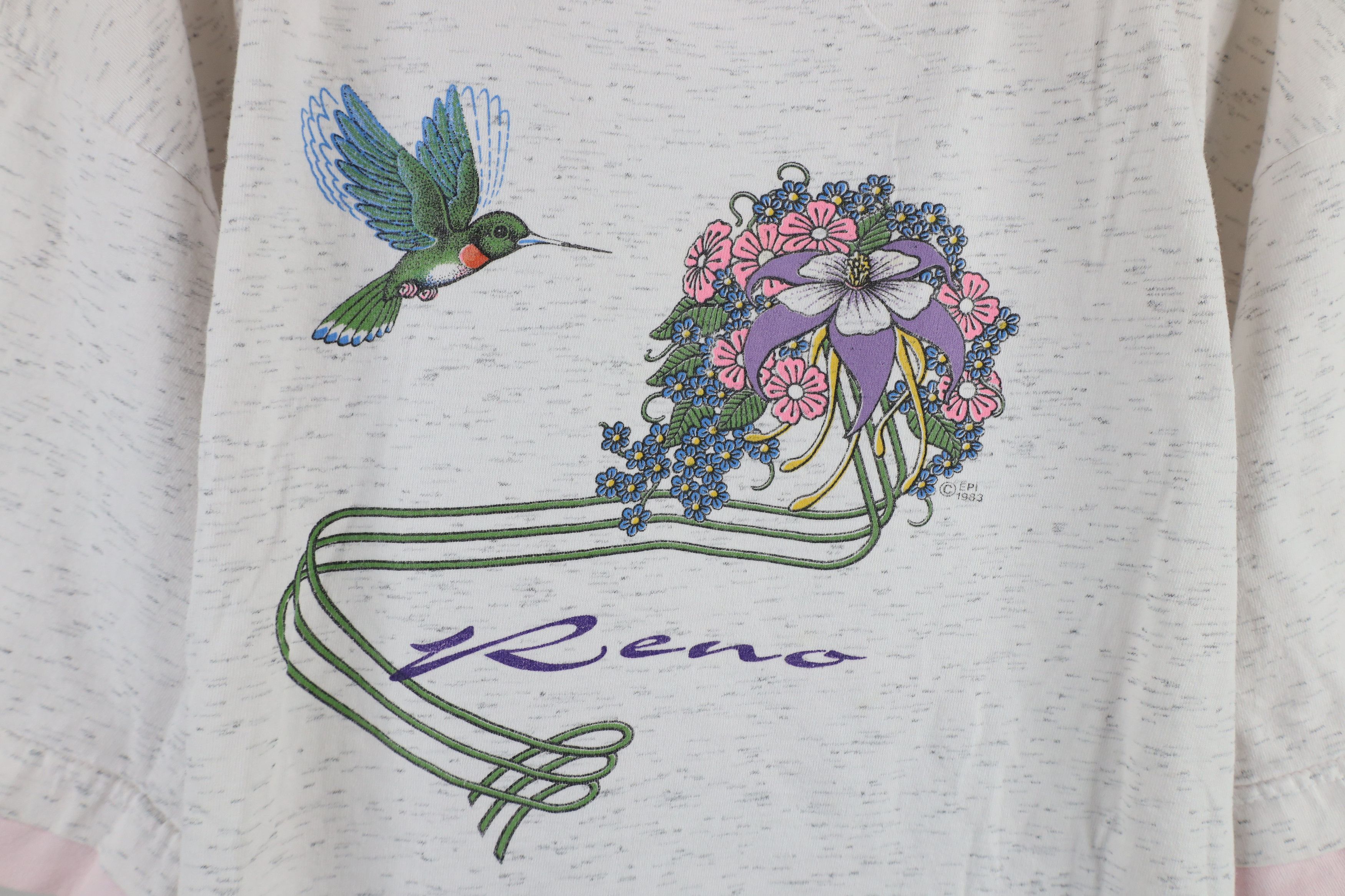 Vintage Vintage 90s Streetwear Reno Hummingbird Flower T-Shirt USA Size XXL / US 16-18 / IT 52-54 - 4 Thumbnail