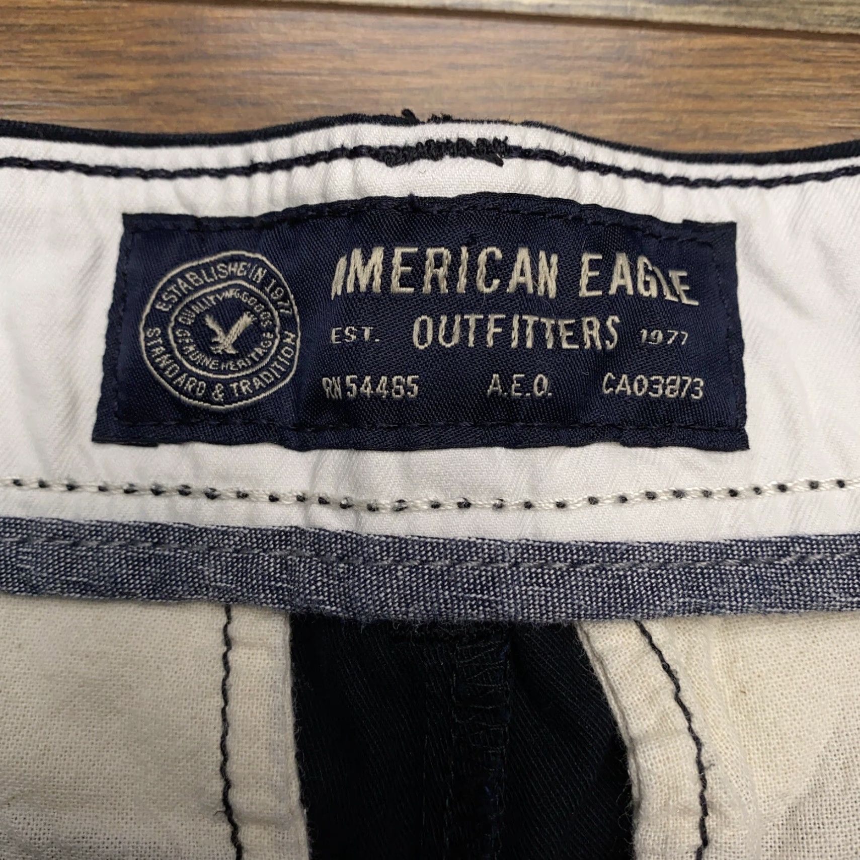 American Eagle Outfitters American Eagle Mens Original Straight Navy 26x28 Flat Front Chino Pants Size US 26 / EU 42 - 4 Thumbnail