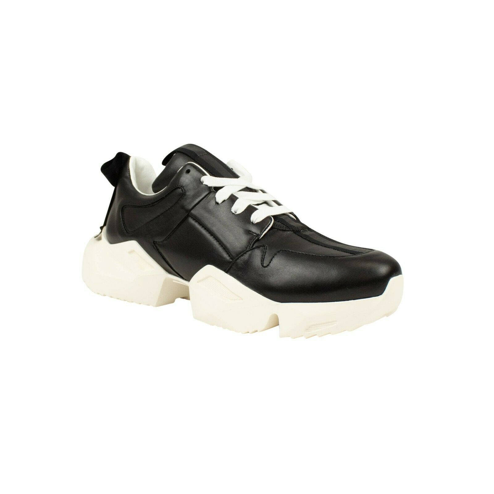 image of Unravel Project Black Leather Low Top Sneaker Shoes Size 40, Women's