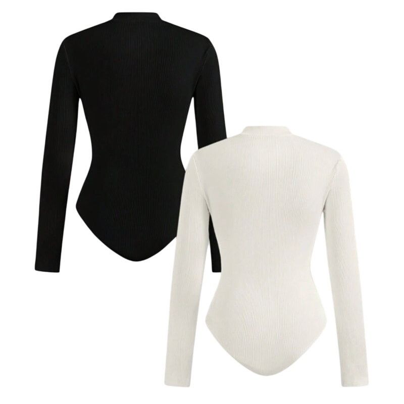 Shein 2-Piece Set Zipper High Neck Long Sleeve Bodysuit Size XL / US 12-14 / IT 48-50 - 2 Thumbnail