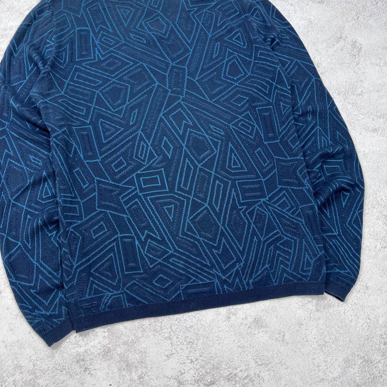Versace Versace Jeans Couture Sweater V-Neck Blue Geometric Knit Size US S / EU 44-46 / 1 - 10 Thumbnail