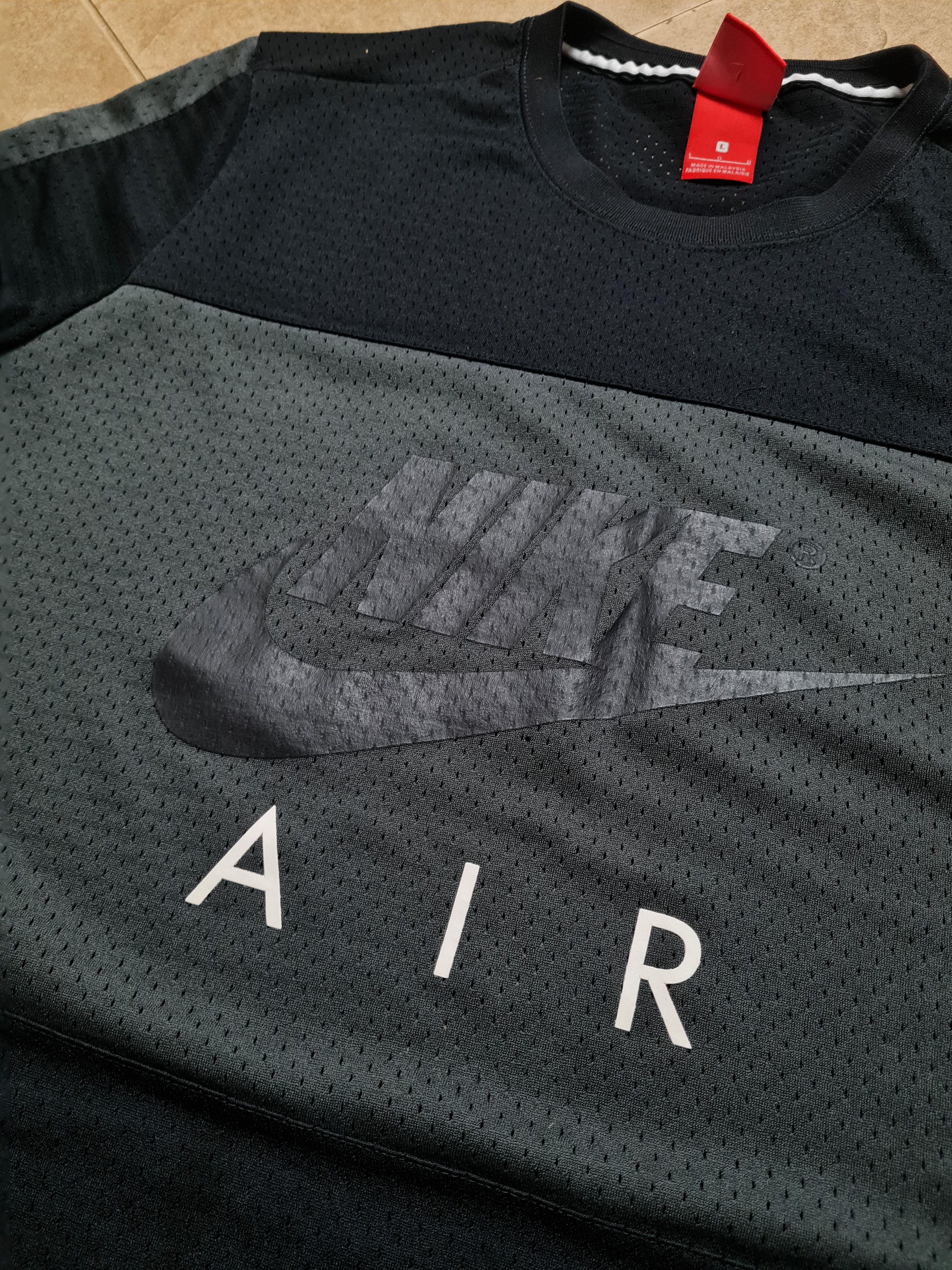 Nike Nike Air Long Sleeve Crew Mesh Shirt Max Black Grey T-shirt Size US L / EU 52-54 / 3 - 9 Thumbnail