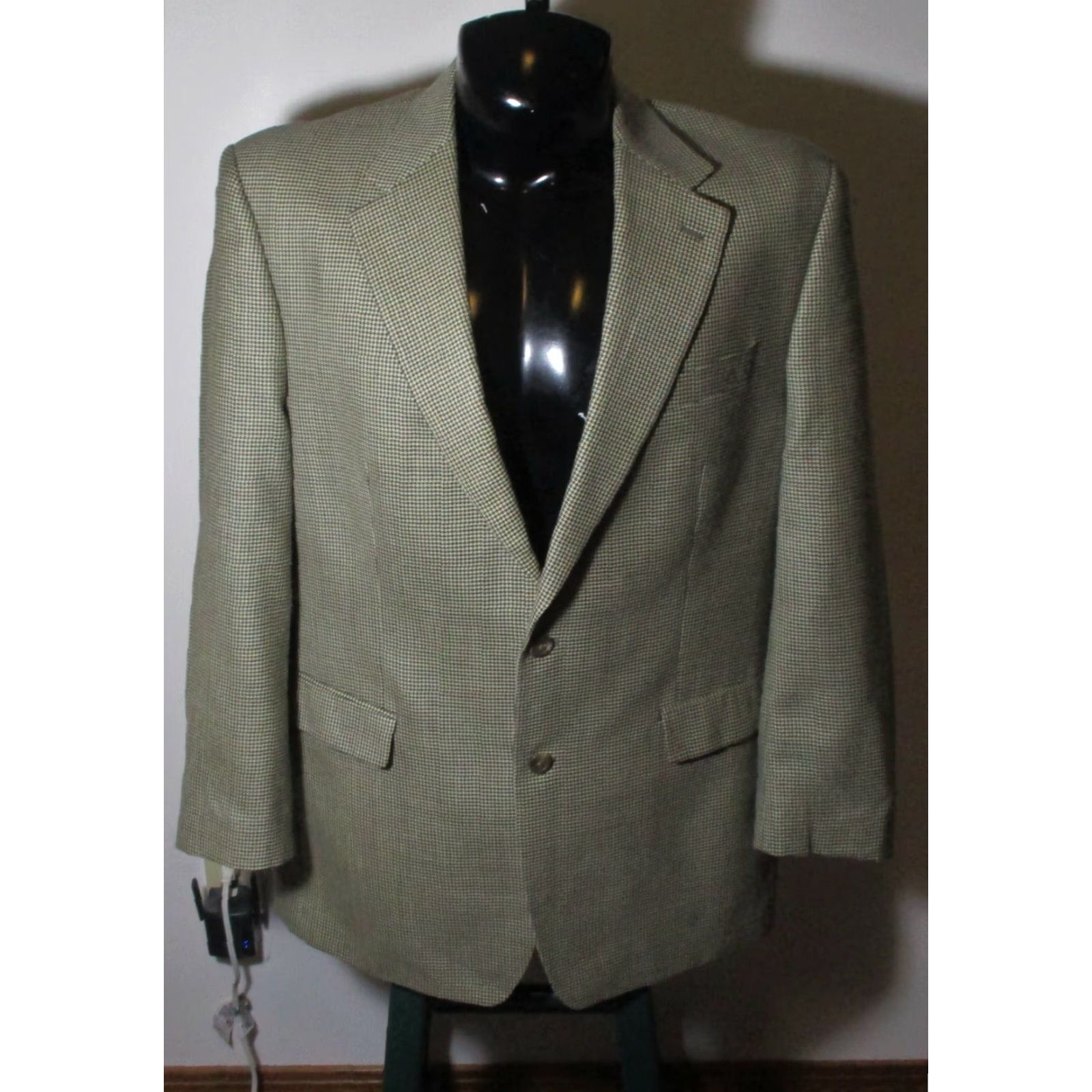 Ralph Lauren LAUREN Ralph Lauren Tan Brown Silk Wool Blazer Jacket 44L Men Blazer Classic Two-Button Single-Breasted Check Vintage No Size 44R - 2 Thumbnail