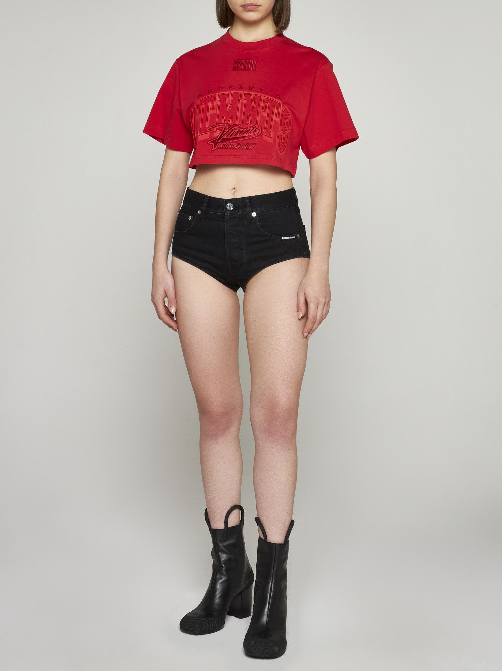 Vetements VTMNTS Red Embroidered College Logo Crop Top Size XS / US 0-2 / IT 36-38 - 5 Thumbnail