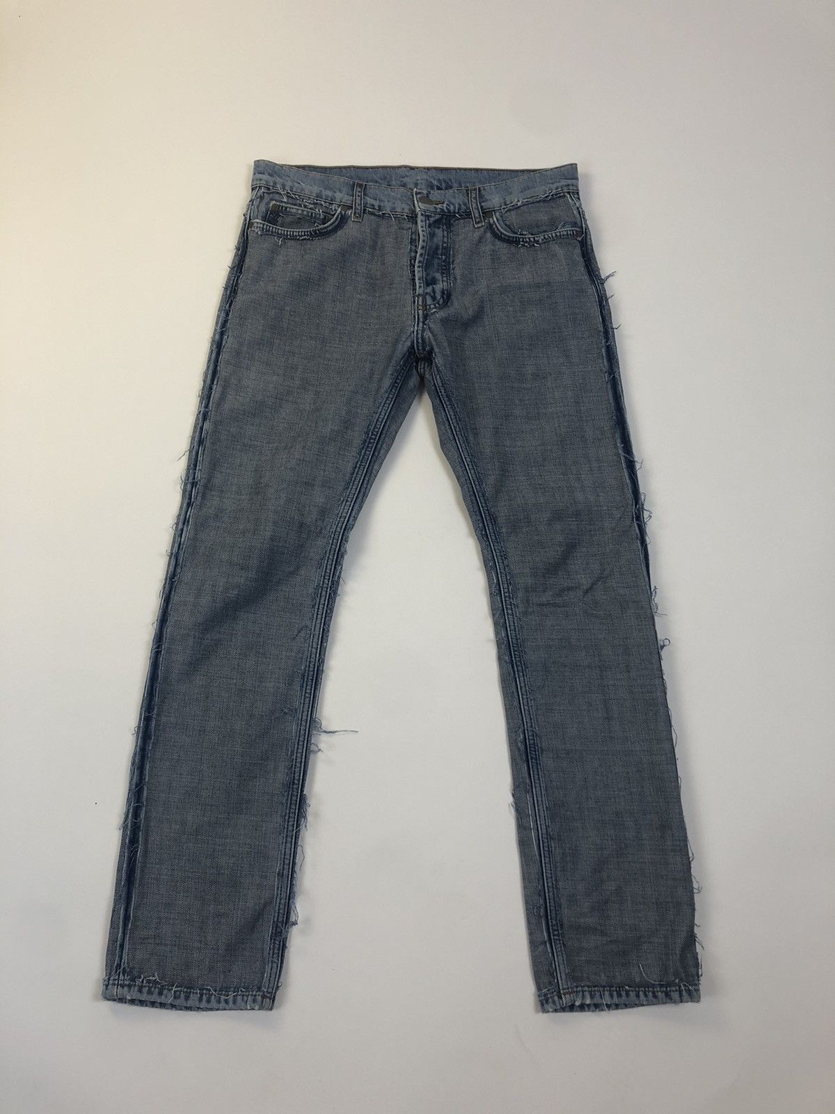 image of Margiela X H&m Reversed Inside Out Denim Jeans in Blue, Men's (Size 33)