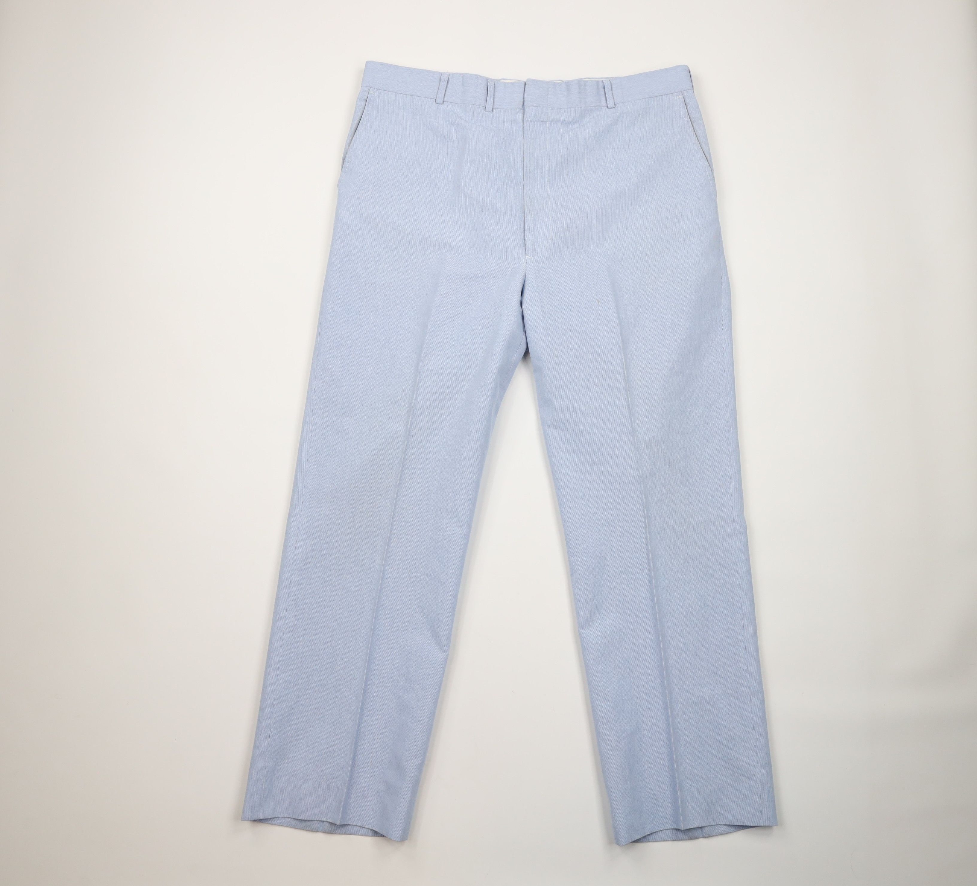 image of Vintage 70's Streetwear Seer Sucker Bell Bottoms Pants Usa in Blue, Men's (Size 40)