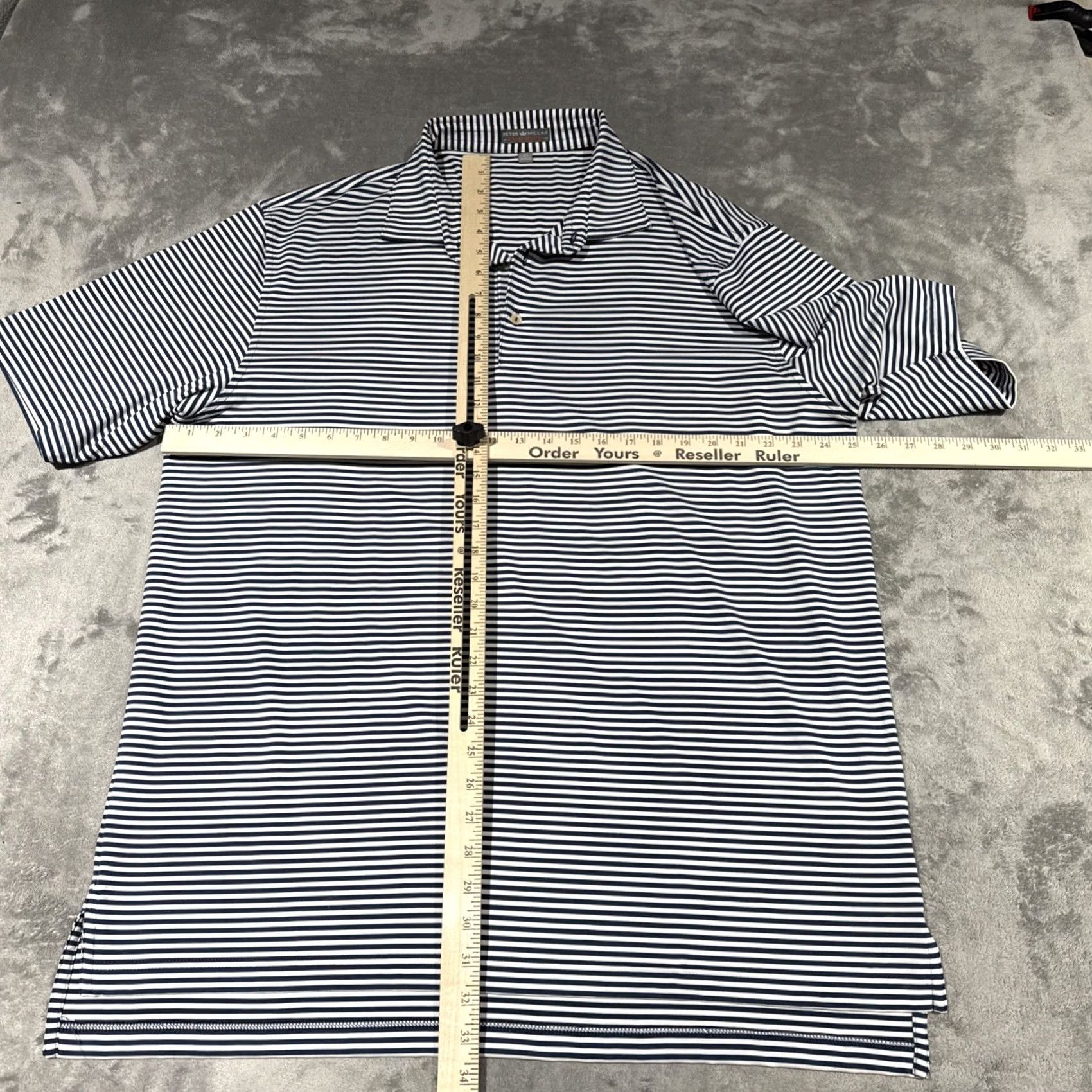 Peter Millar Peter Millar Summer Comfort Polo Shirt Mens XL Blue Stripe CBS Logo Golf Stretch Polo Shirt Size US XL / EU 56 / 4 - 5 Thumbnail