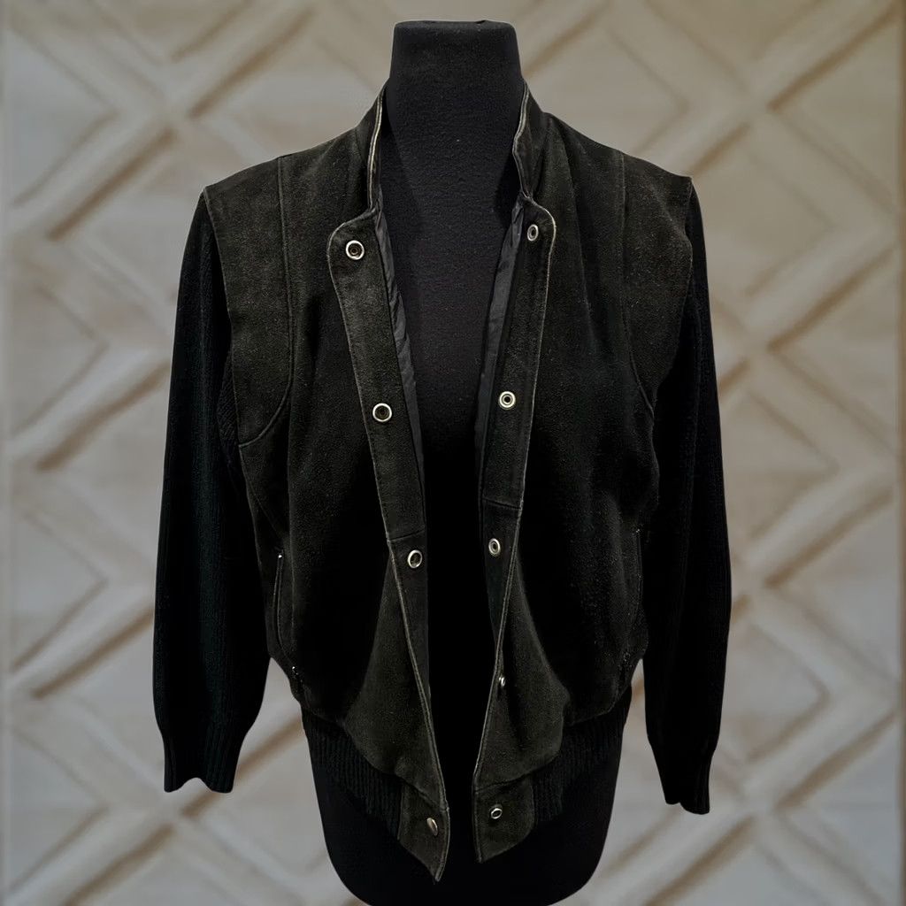 Vintage VINTAGE CITY SPITS Suede Knit Bomber Jacket Black Women M Snap Front Retrospective Casual Jacket Mens? Size M / US 6-8 / IT 42-44 - 1 Thumbnail