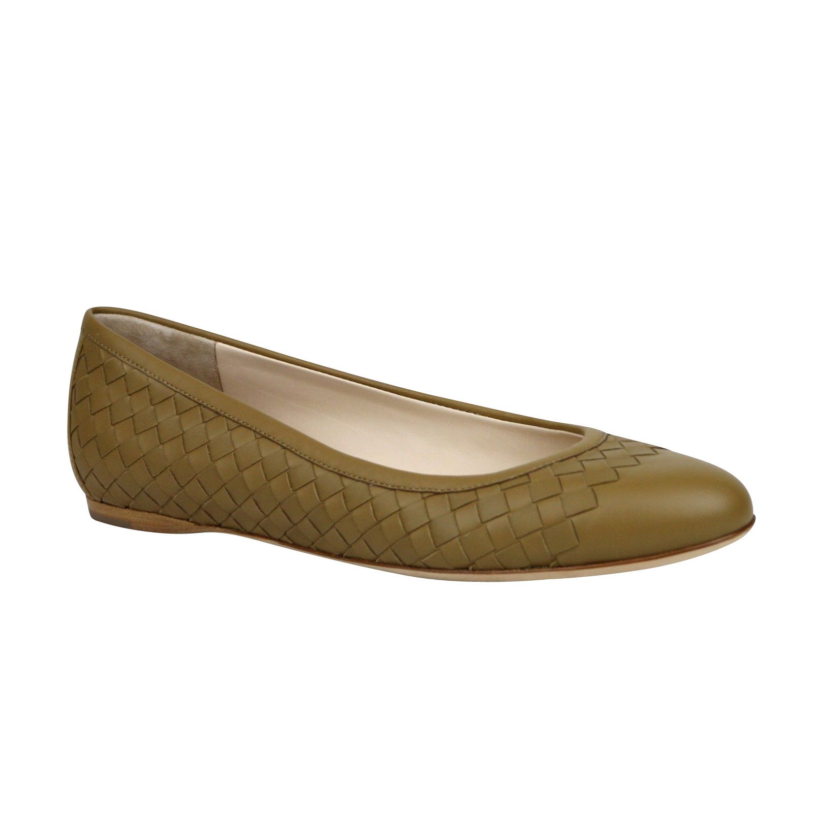 Women's Intrecciato Brown Leather Flat Slippers (39 EU / 9