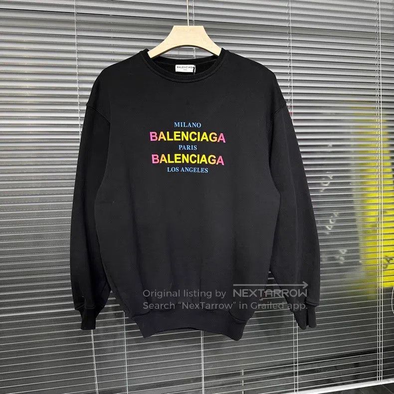 Balenciaga Balenciaga Sweatshirt with rainbow slogan, black Size US S / EU 44-46 / 1 - 1 Thumbnail