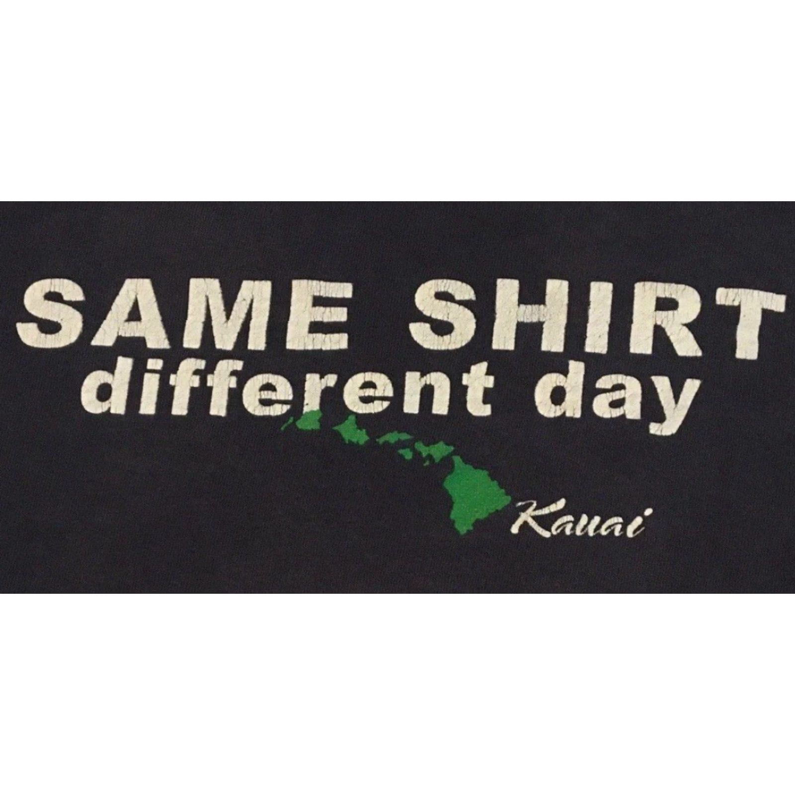 Vintage VINTAGE Kauai Same Shirt Different Day Faded Shirt M Funny Saying Surf Grunge Y2K 90s Mens T-Shirt Blue Hoodie? Size US M / EU 48-50 / 2 - 3 Thumbnail