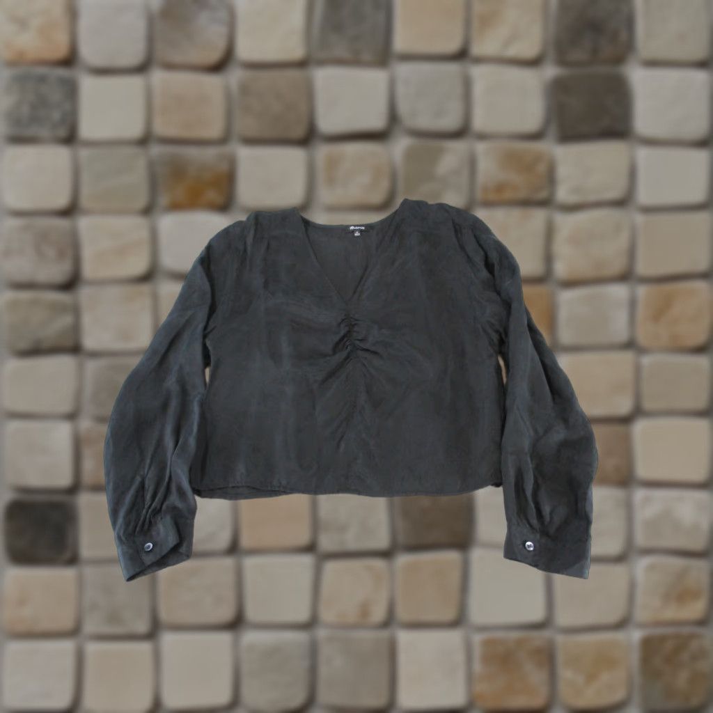 Madewell VINTAGE Madewell Shirt Women 14 Black Blouse V-Neck Long Sleeve Pullover Cupro Blouse Womens 14 Black Madewell Shirt Size XL / US 12-14 / IT 48-50 - 1 Thumbnail