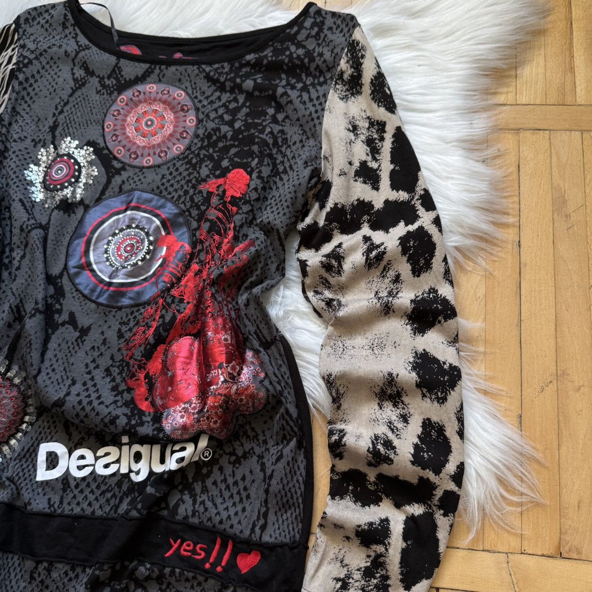 Desigual 📌 Crazy Y2K Desigual If Six Was Nine vibe Long Sleeve Size XL / US 12-14 / IT 48-50 - 3 Thumbnail