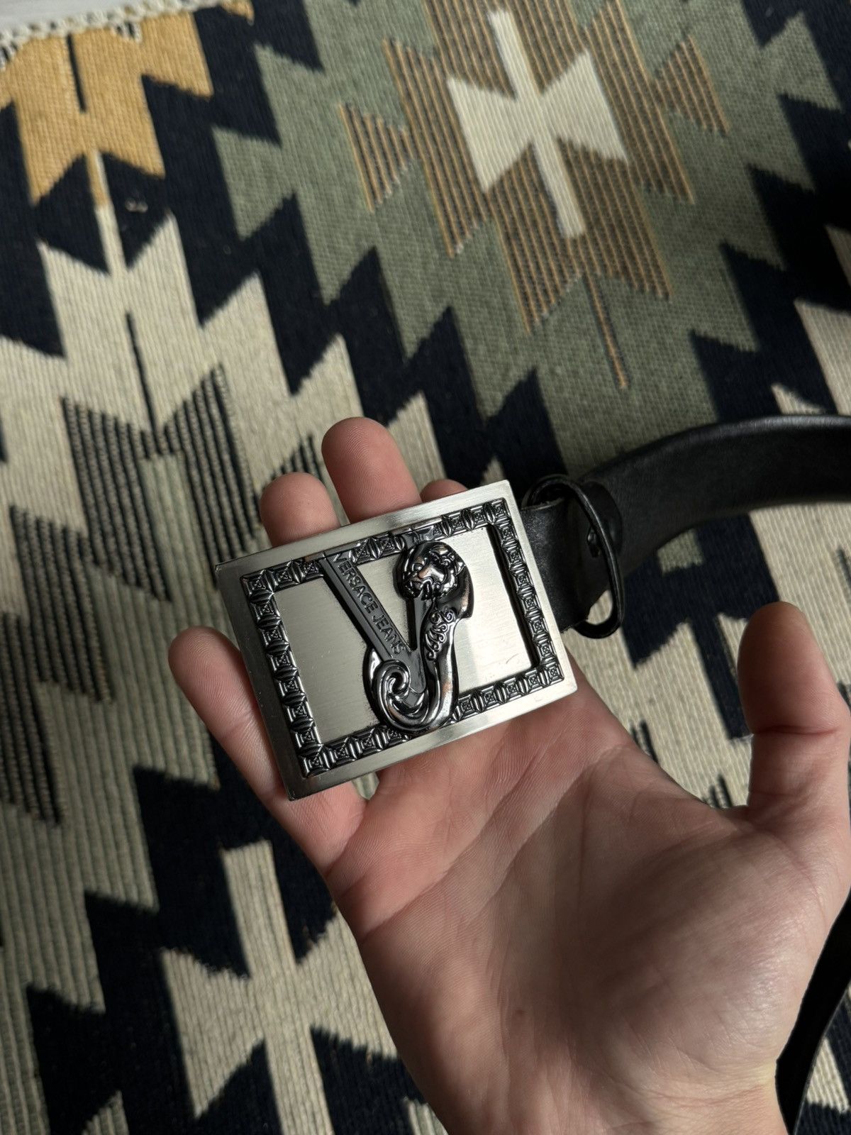 Versace Versace Jeans Big Bunckle Metal Logo Belt Size ONE SIZE - 4 Thumbnail