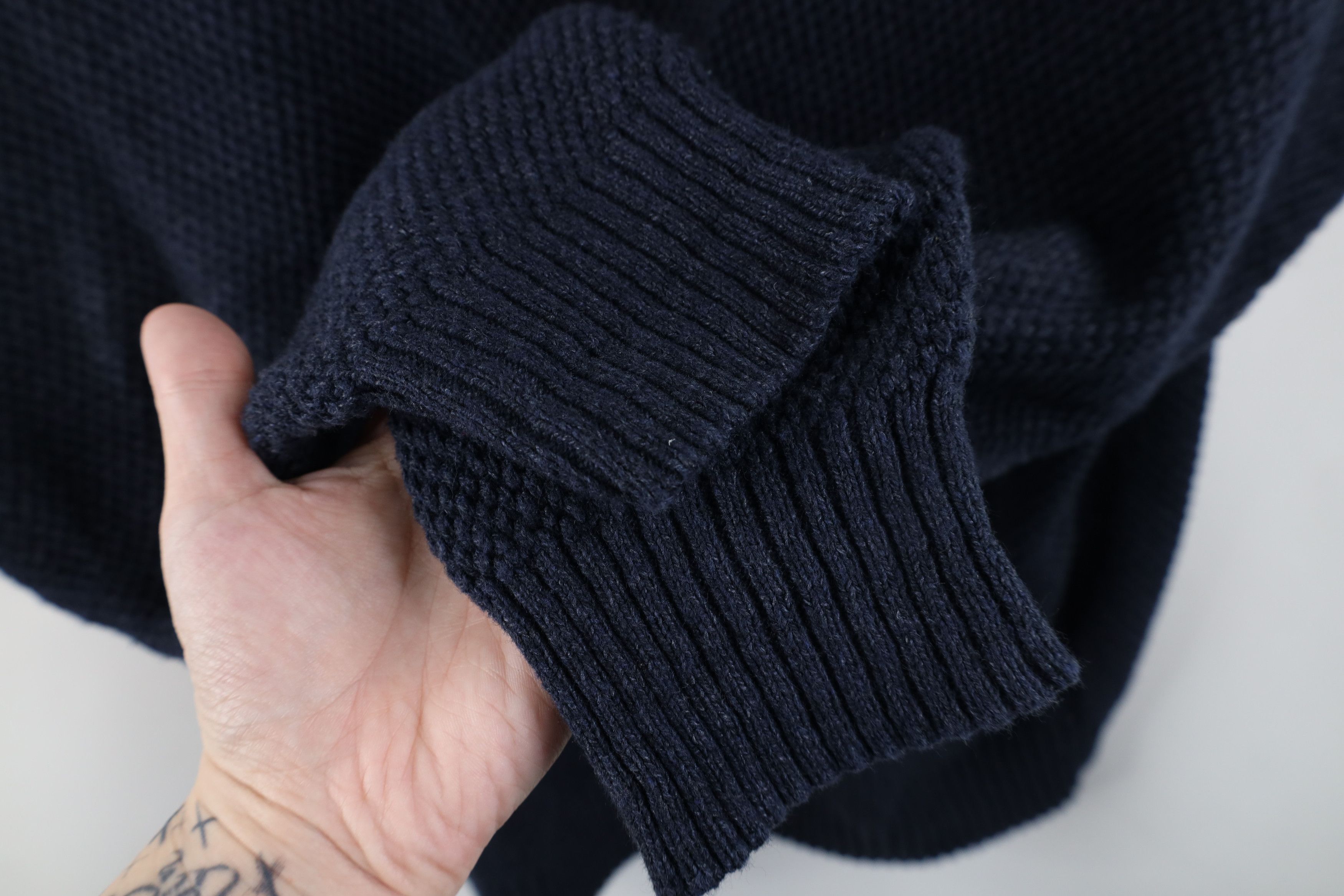 Vintage Vintage 90s Streetwear Thermal Knit Henley Sweater Blue USA Size US XL / EU 56 / 4 - 6 Thumbnail