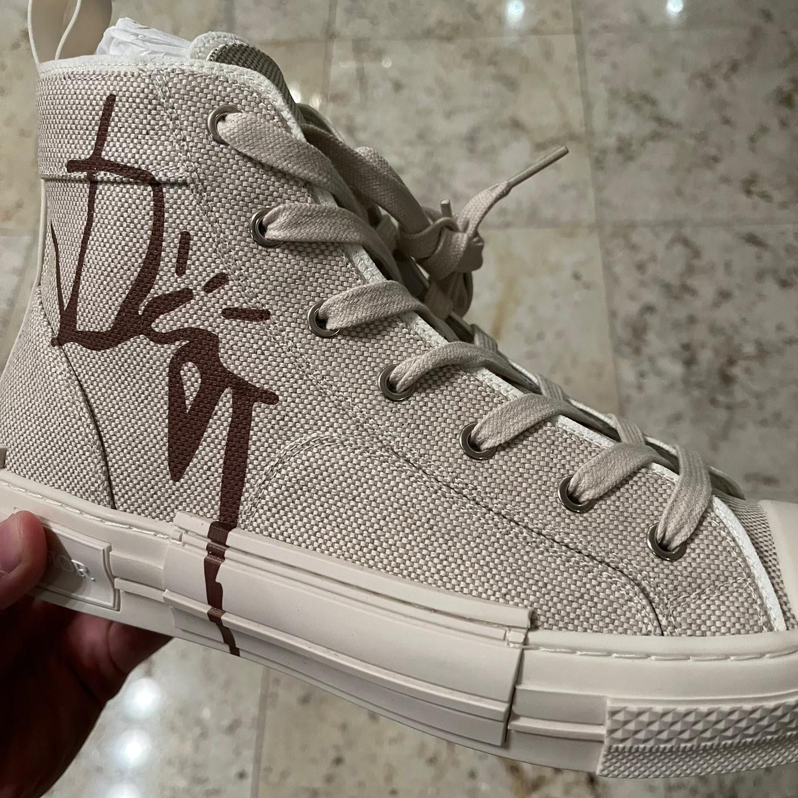 Dior × Travis Scott o1rshd1 Cactus Jack B23 High Top Logo Sneakers in Off White Size US 9 / EU 42 - 18 Thumbnail