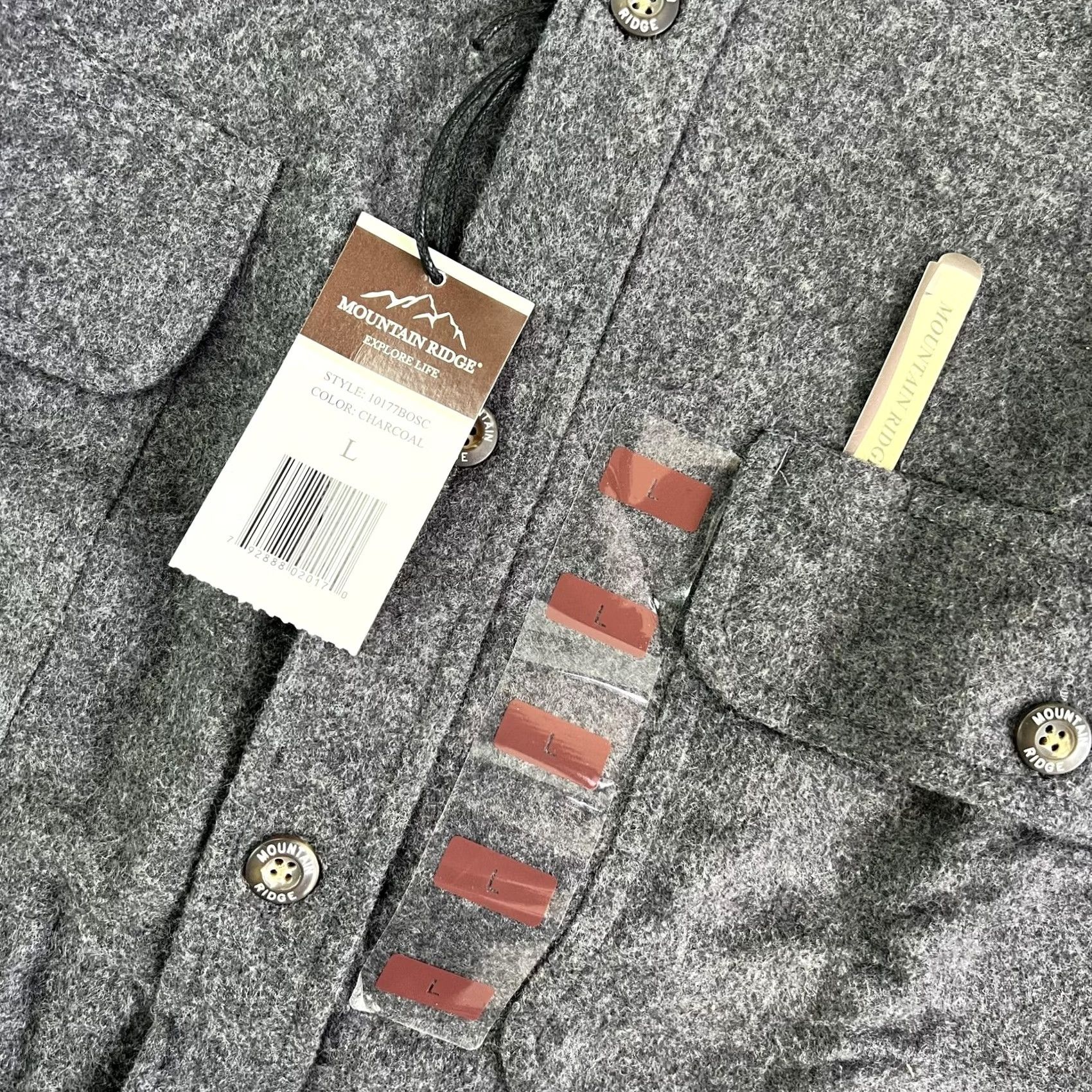 Vintage Mountain Ridge Shirt Mens L Gray Flannel Solid Long Sleeve Button Outdoor Size US L / EU 52-54 / 3 - 2 Thumbnail