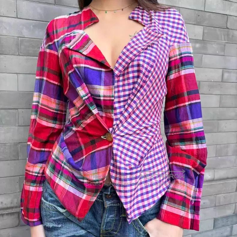 Vivienne Westwood Vivienne Westwood Rare Plaid Patchwork Silk Asymmetrical S Size S / US 4 / IT 40 - 1 Thumbnail