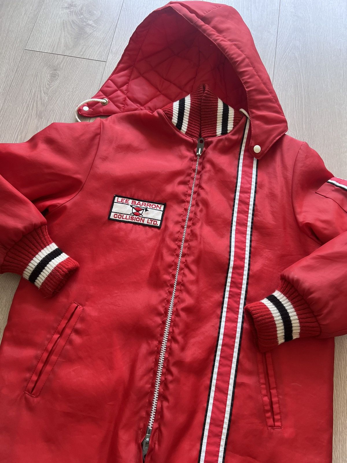 Vintage Vintage 70s Lee Baron Collision Bomber Jacket Zippered Hood Size US M / EU 48-50 / 2 - 2 Thumbnail