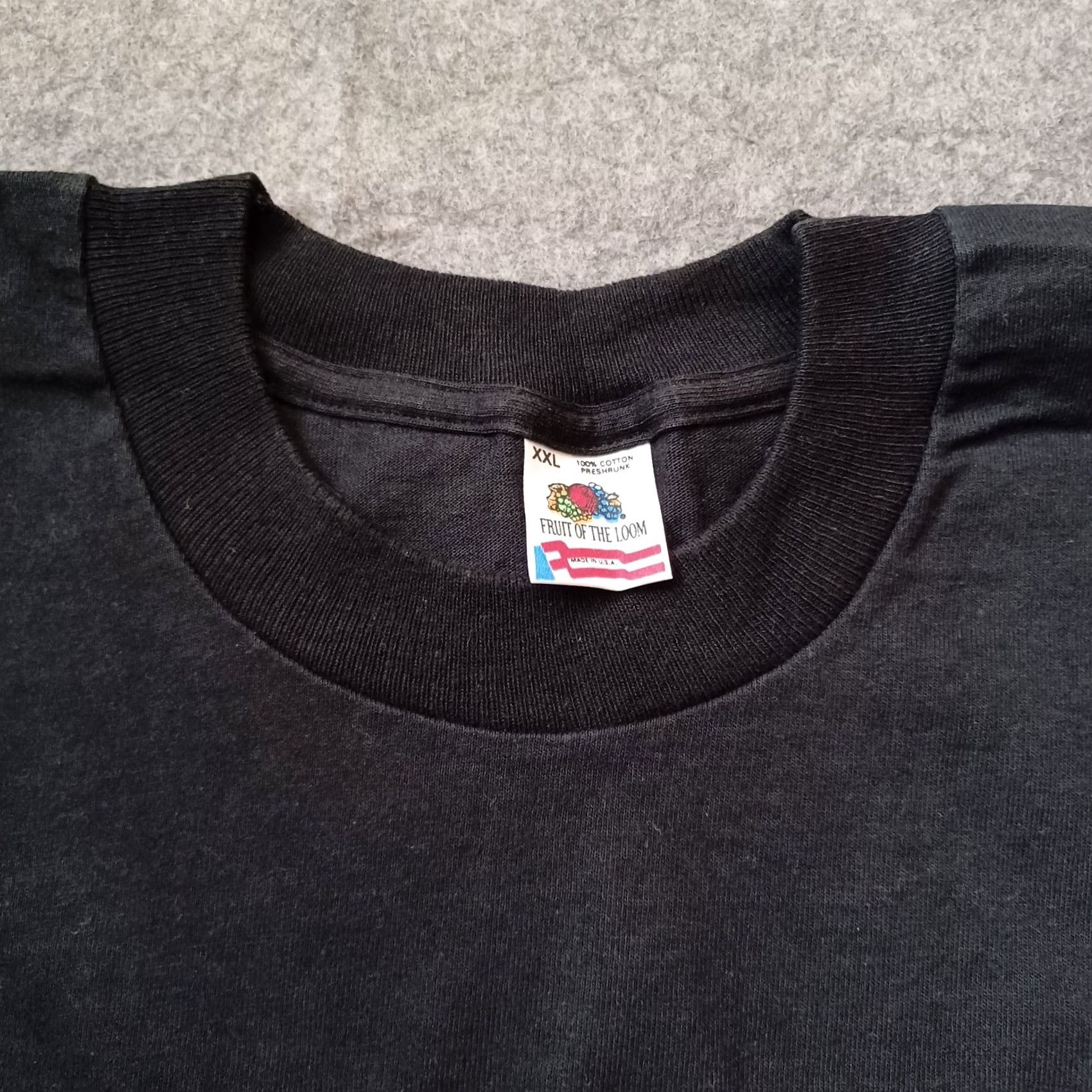 Fruit Of The Loom VINTAGE Fruit of the Loom Shirt Mens 2XL Black Graphic Print USA 90s Streetwear Short Sleeve Crew Neck Stitch USA Mens Size US XXL / EU 58 / 5 - 6 Thumbnail