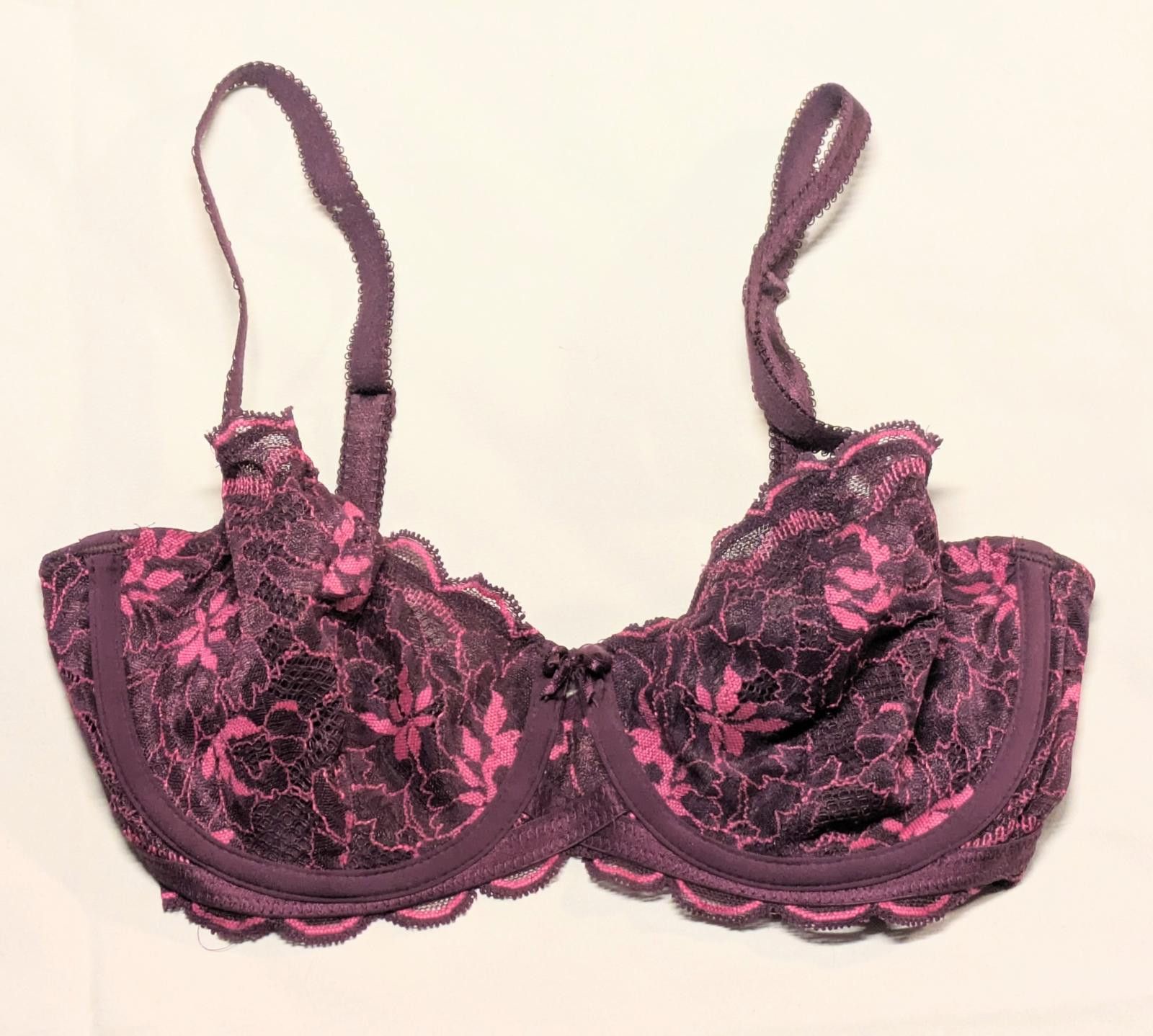 Other Wacoal 32D Unlined Wired Purple Lace Bra EUC Size ONE SIZE - 1 Thumbnail