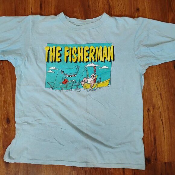 Other Vintage 90s The Fisherman Shark Illustration T-Shirt Size US L / EU 52-54 / 3 - 2 Thumbnail