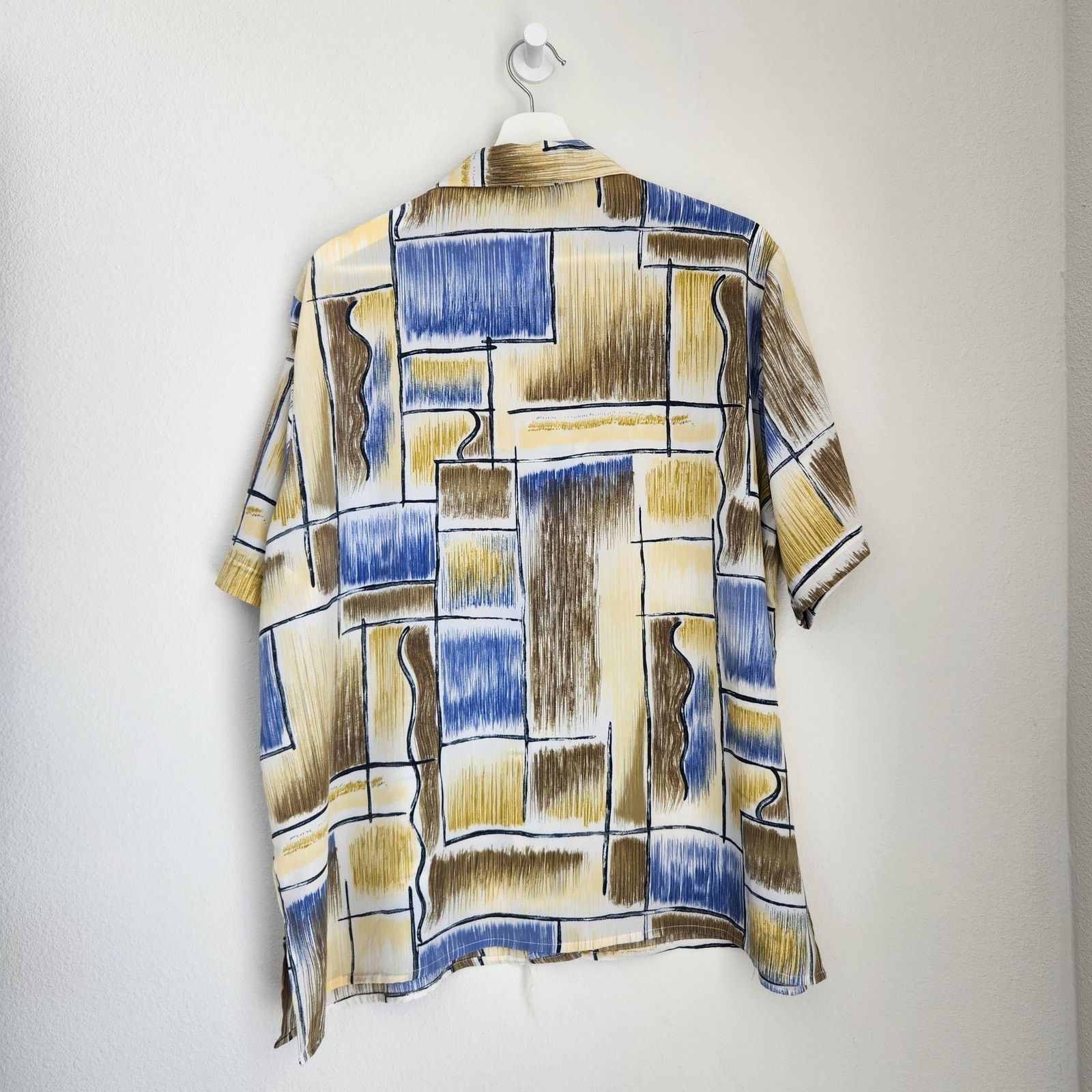 Vintage Vintage White Blue Abstract Print Button Down Shirt XXL Size XXL / US 16-18 / IT 52-54 - 5 Thumbnail