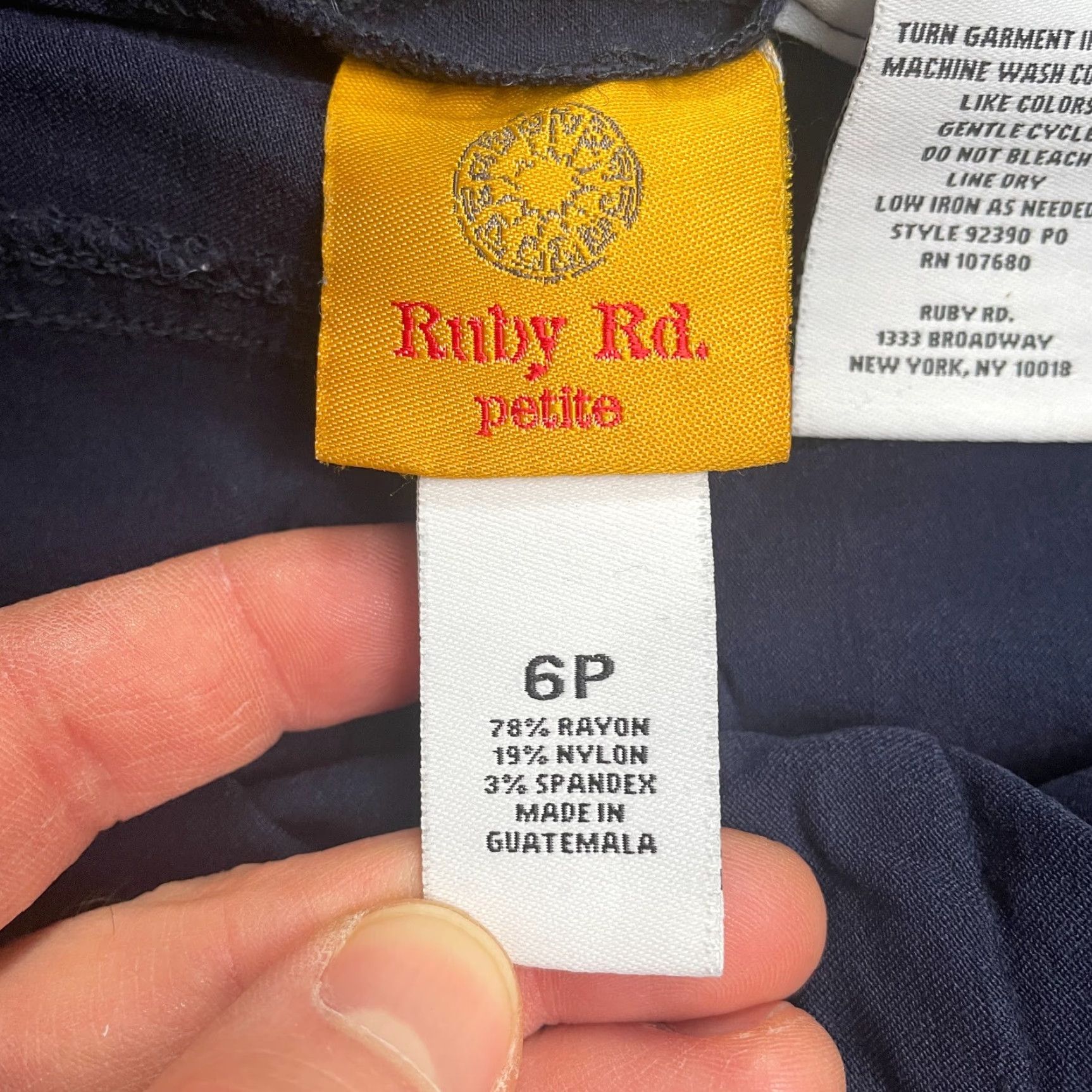 Vintage Ruby Rd. Petite Cropped Pants Womens 6P Navy Blue Straight Pocket Casual 28x18 Size 28" / US 6 / IT 42 - 4 Thumbnail