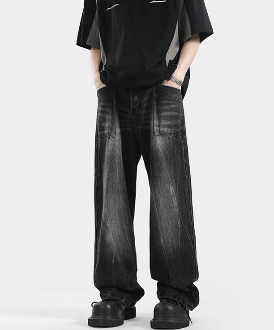 Japanese Brand × Jean High street lightning pattern trendy handsome straight jeans Size US 32 / EU 48 - 4 Thumbnail