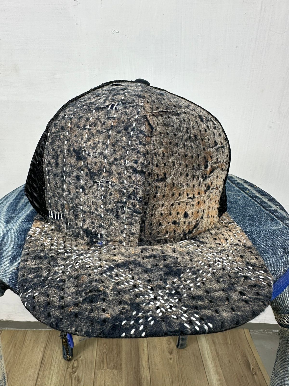 Handmade 🔥 Custom Made Distressed Patchwork Boro Trucker Hats Size ONE SIZE - 2 Thumbnail